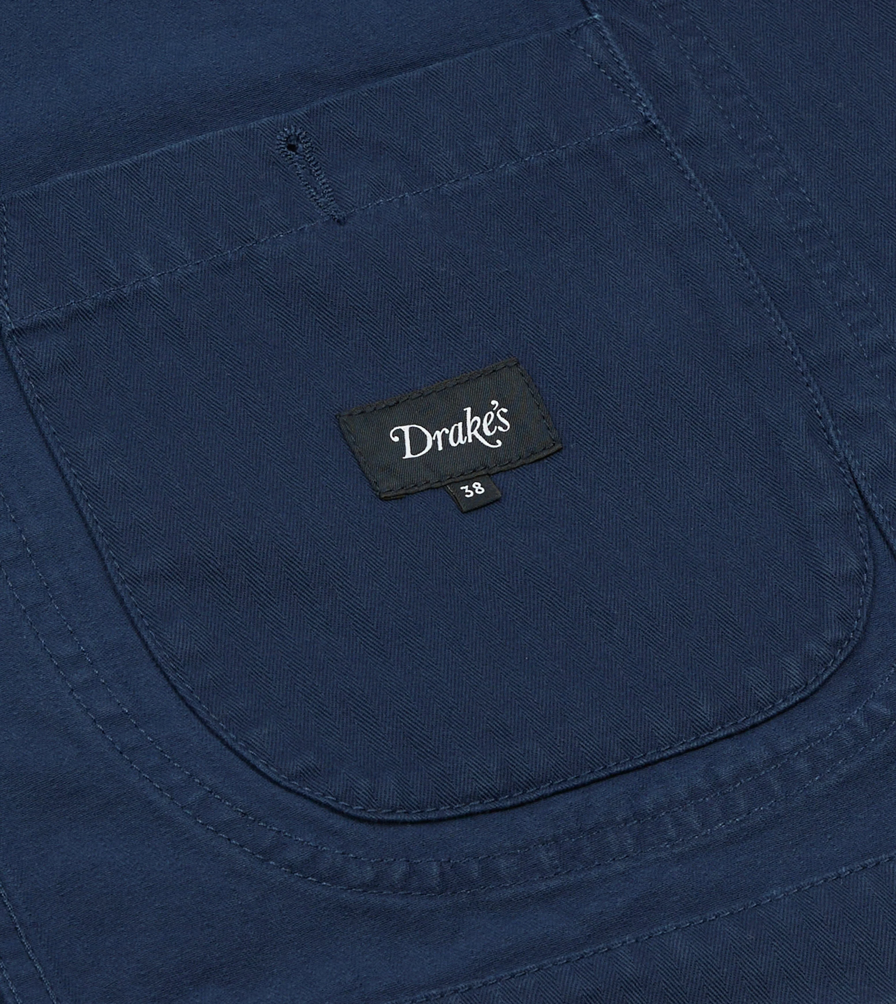 French Blue Herringbone Cotton Artist Chore Jacket - Image 11