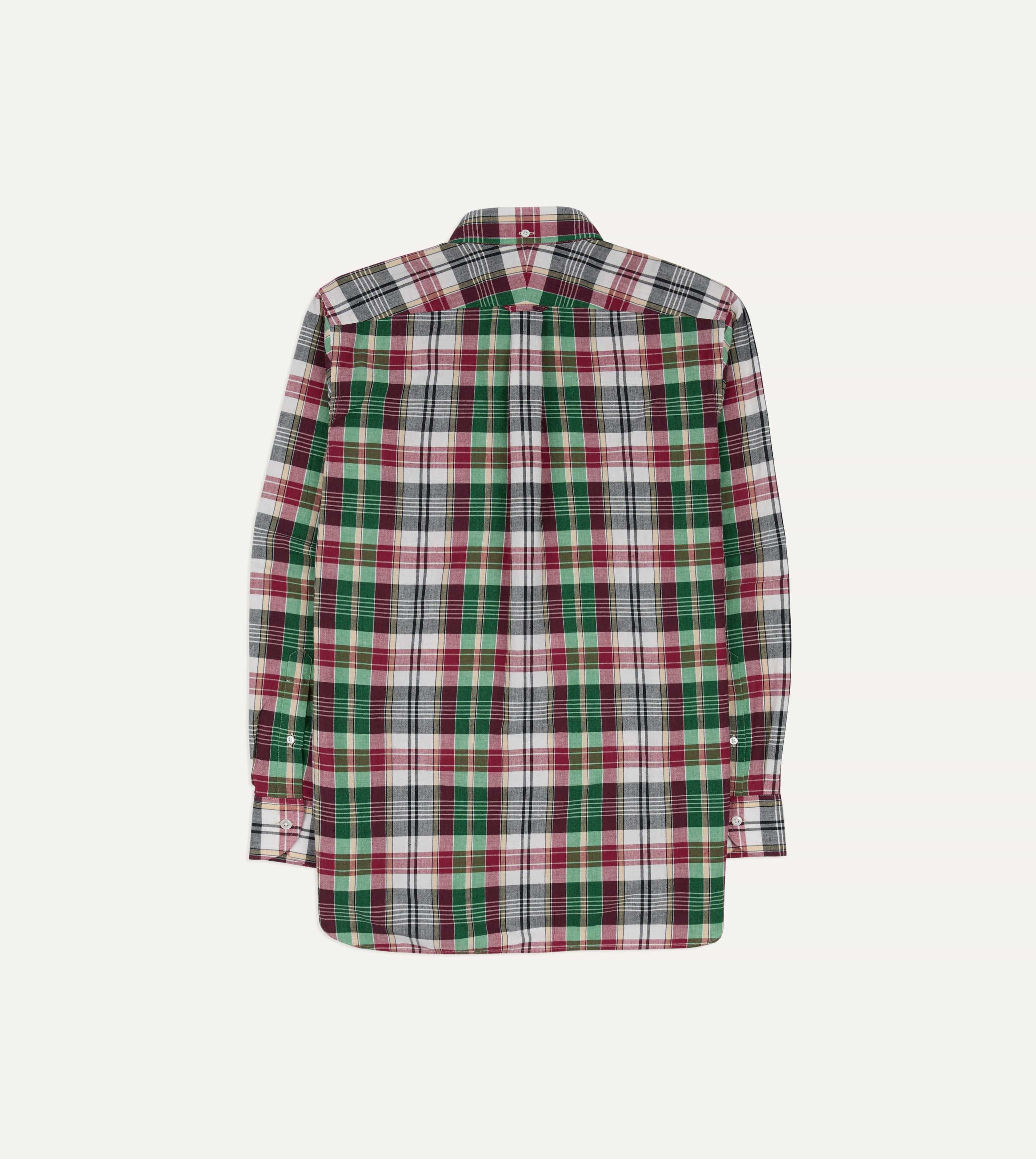 Green and Burgundy Madras Check Cotton Button-Down Shirt - Image 7