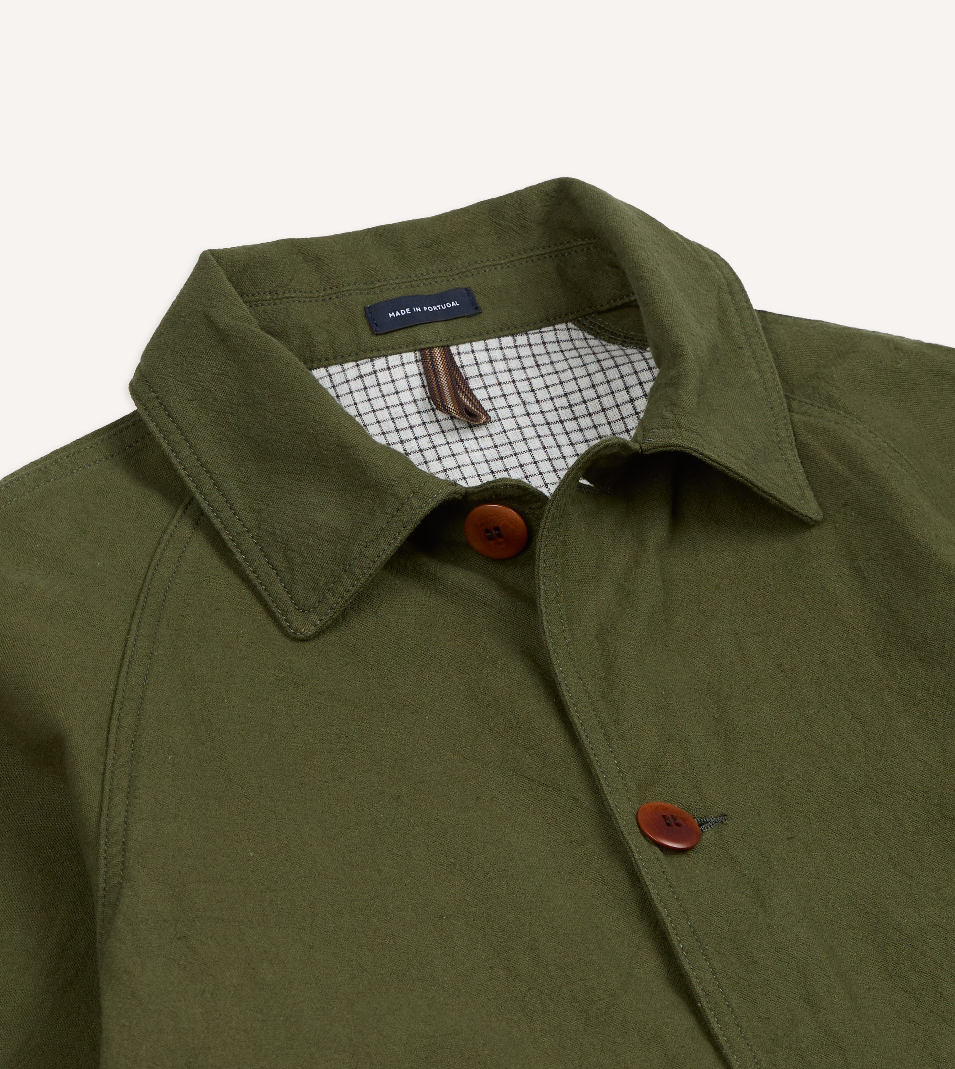 Green Cotton-Linen Raglan Work Coat - Image 3