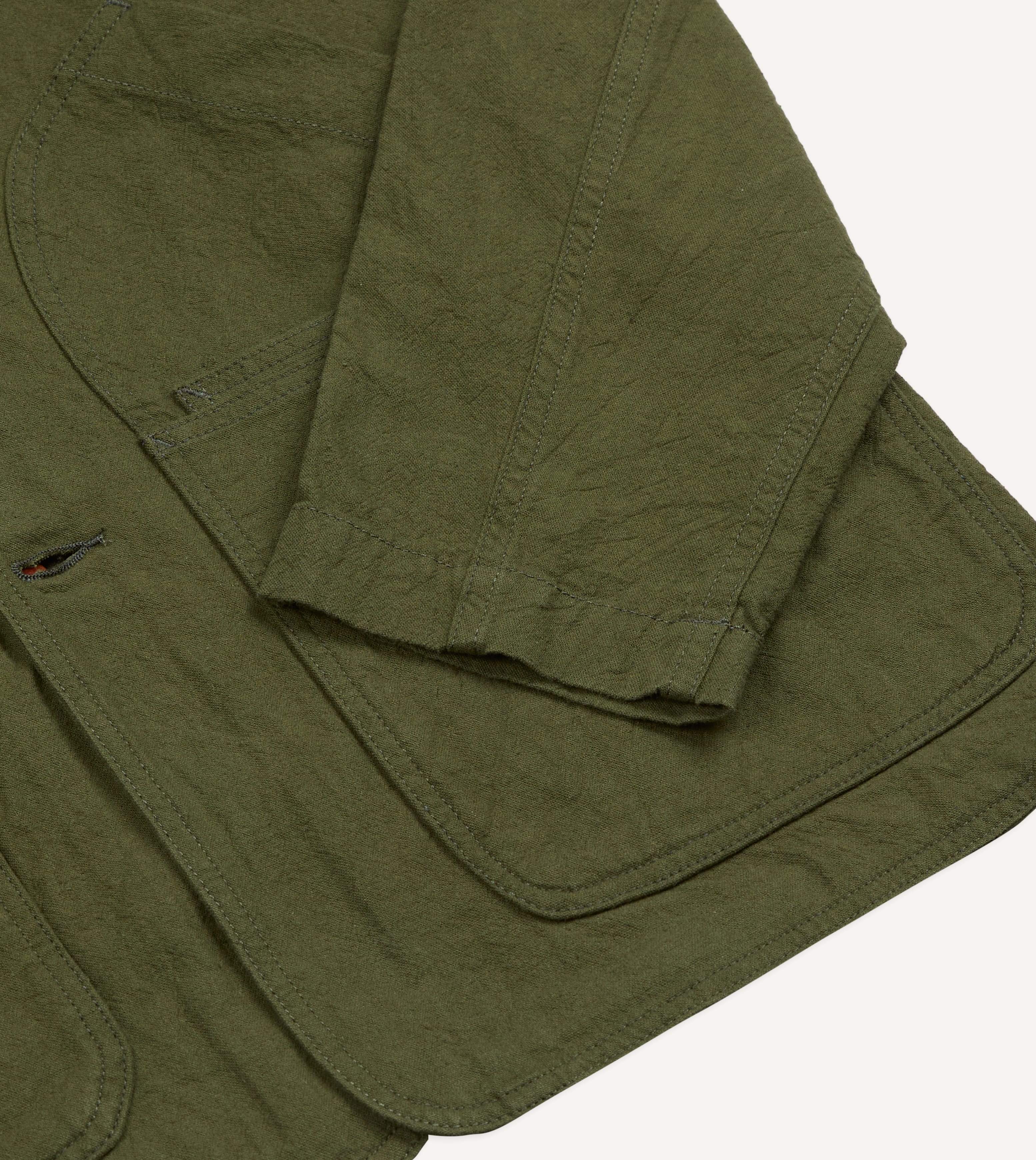 Green Cotton-Linen Raglan Work Coat - Image 5