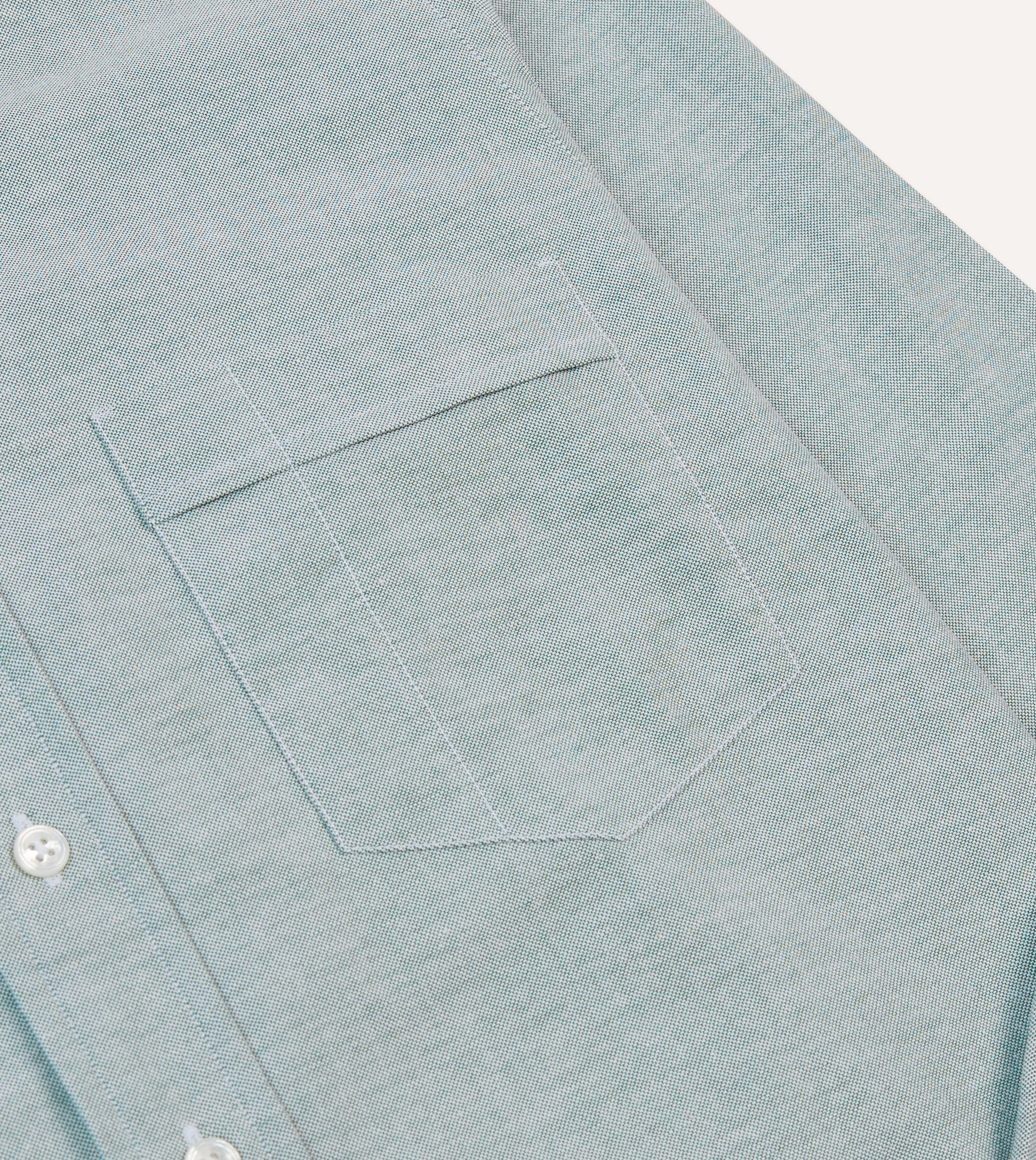 Green Cotton Oxford Cloth Button-Down Shirt - Image 5