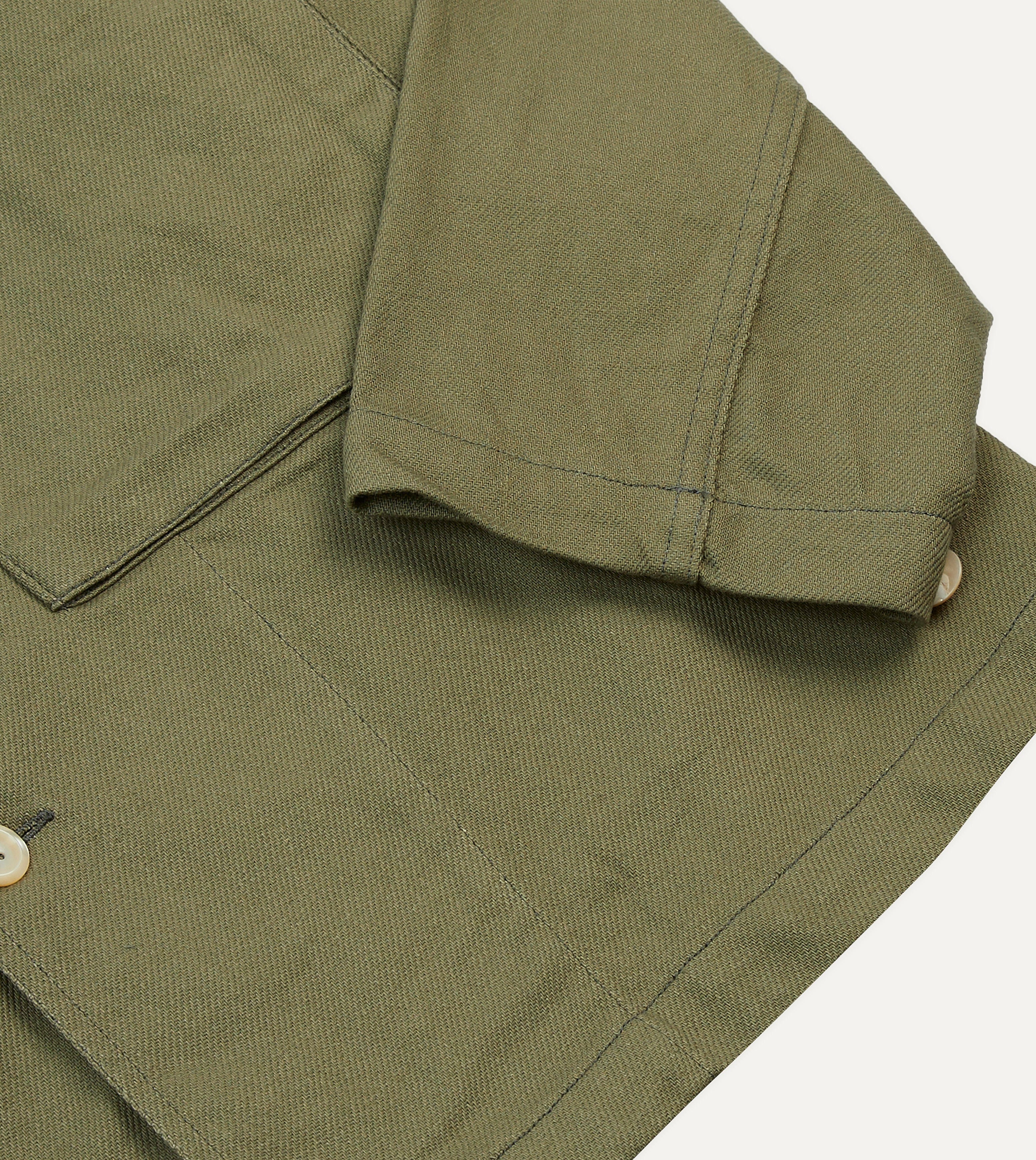 Green Cotton Twill Military Overshirt - Image 5