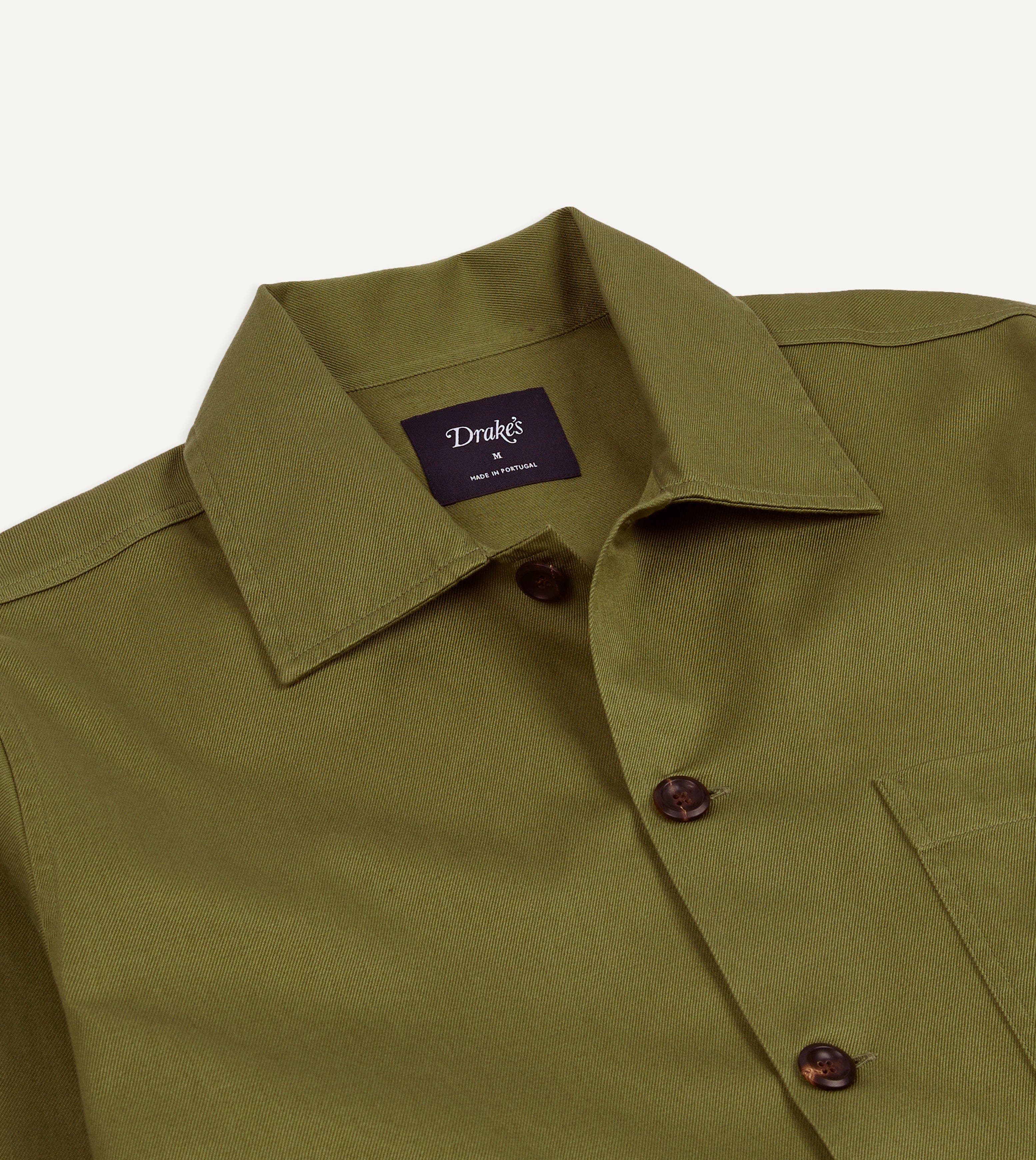 Green Cotton Twill Three-Pocket Overshirt - Image 3