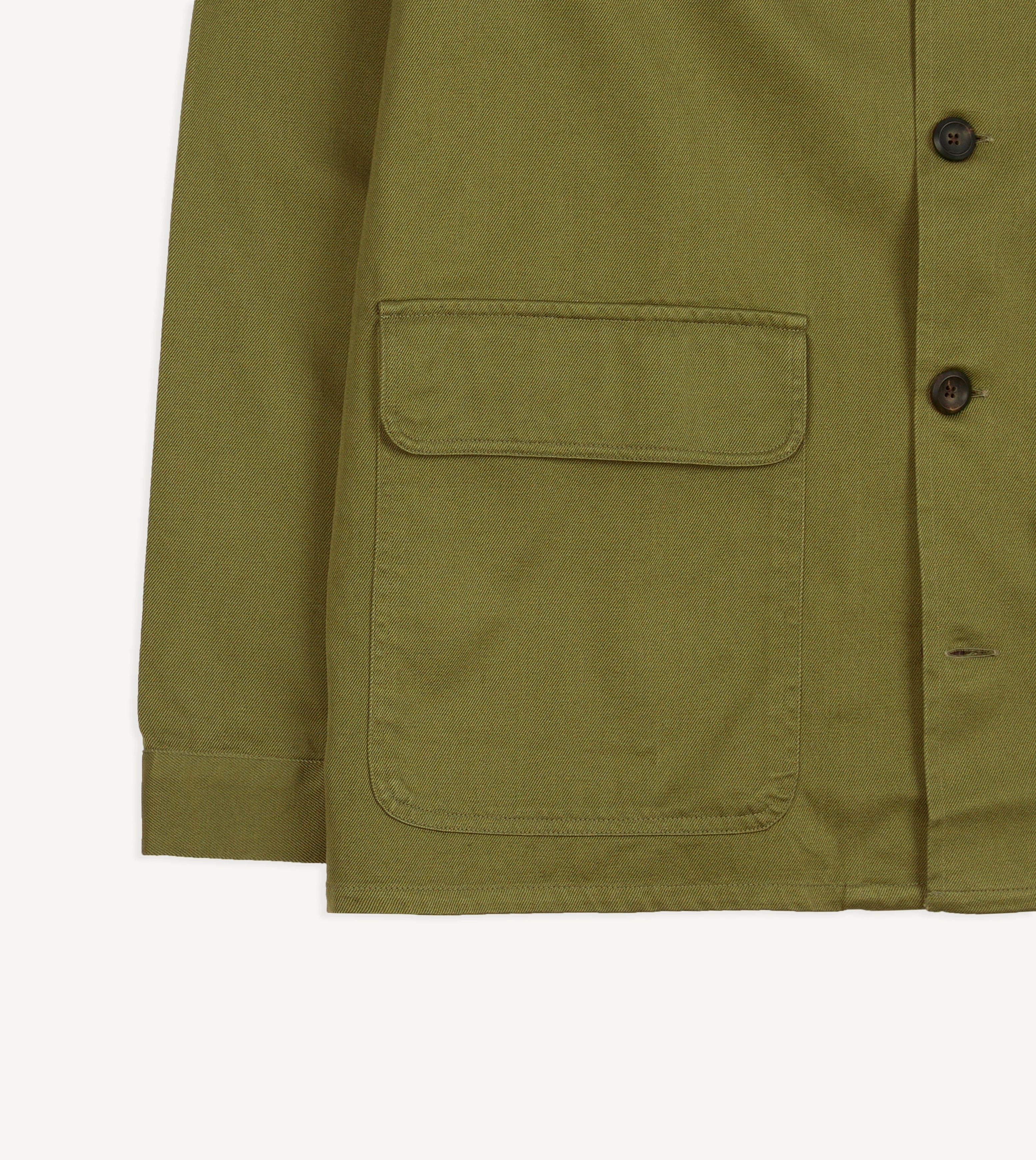 Green Cotton Twill Three-Pocket Overshirt - Image 6