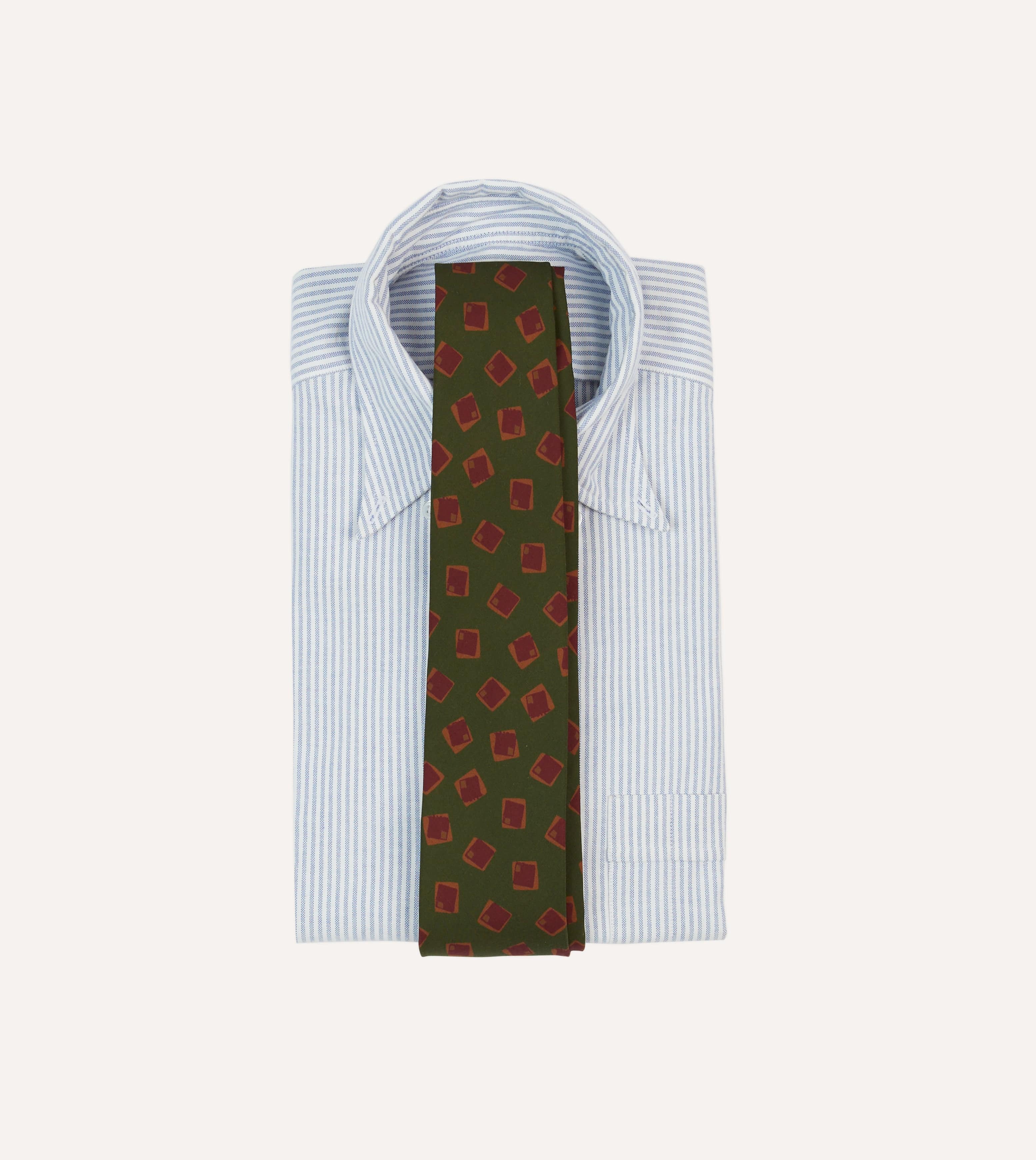 Green Jumbled Tile Print Silk Self Tipped Tie - Image 2