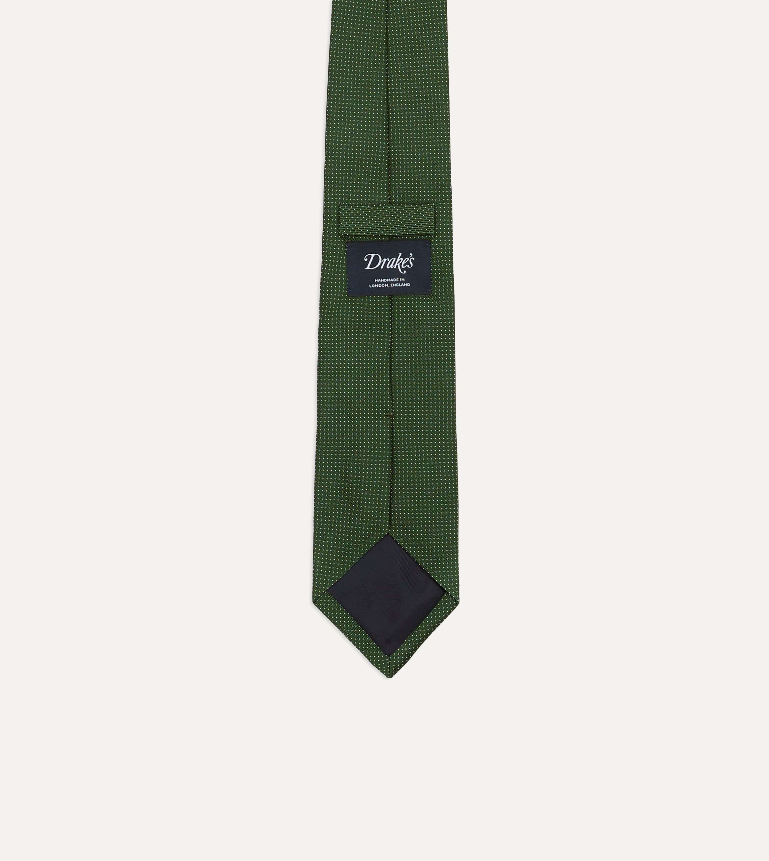 Green Micro Polka Dot Embroidered Tipped Tie - Image 3