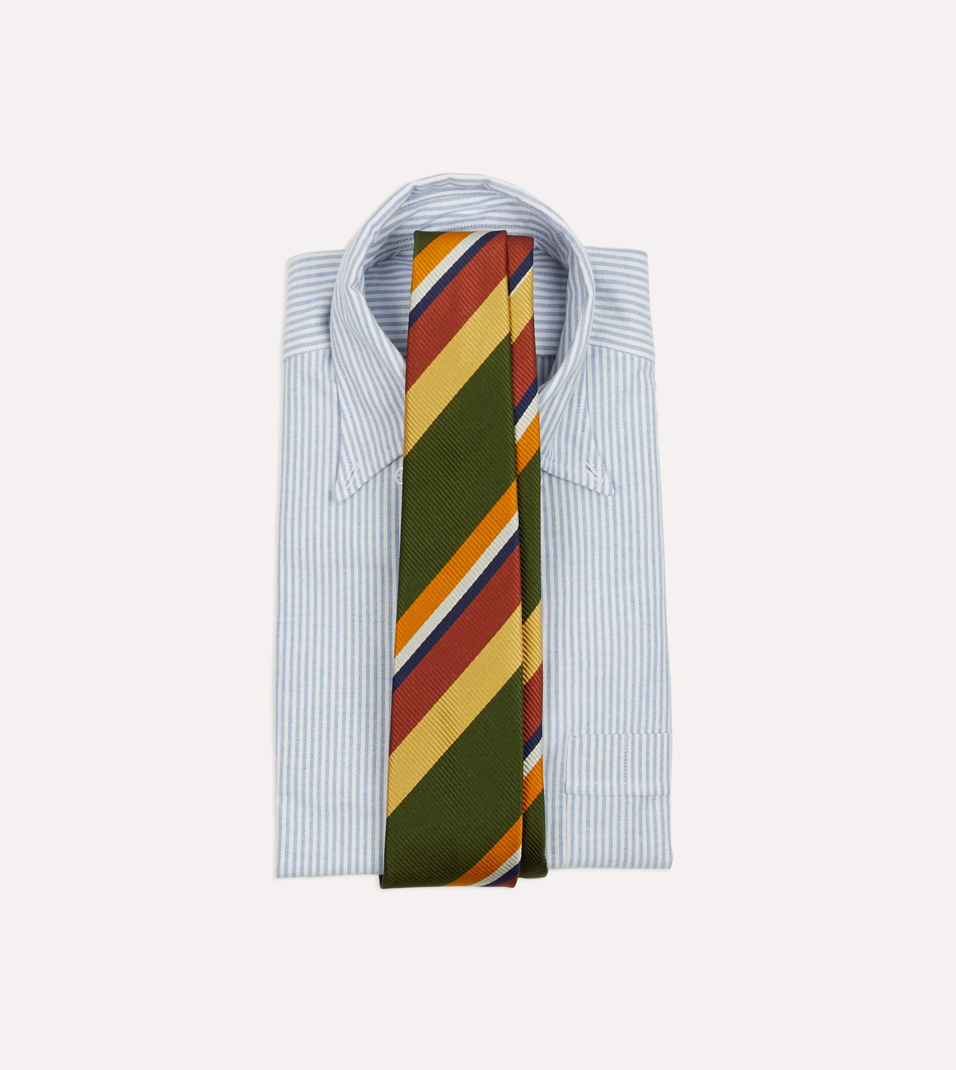 Green Multi Stripe Silk Tipped Tie - Image 2