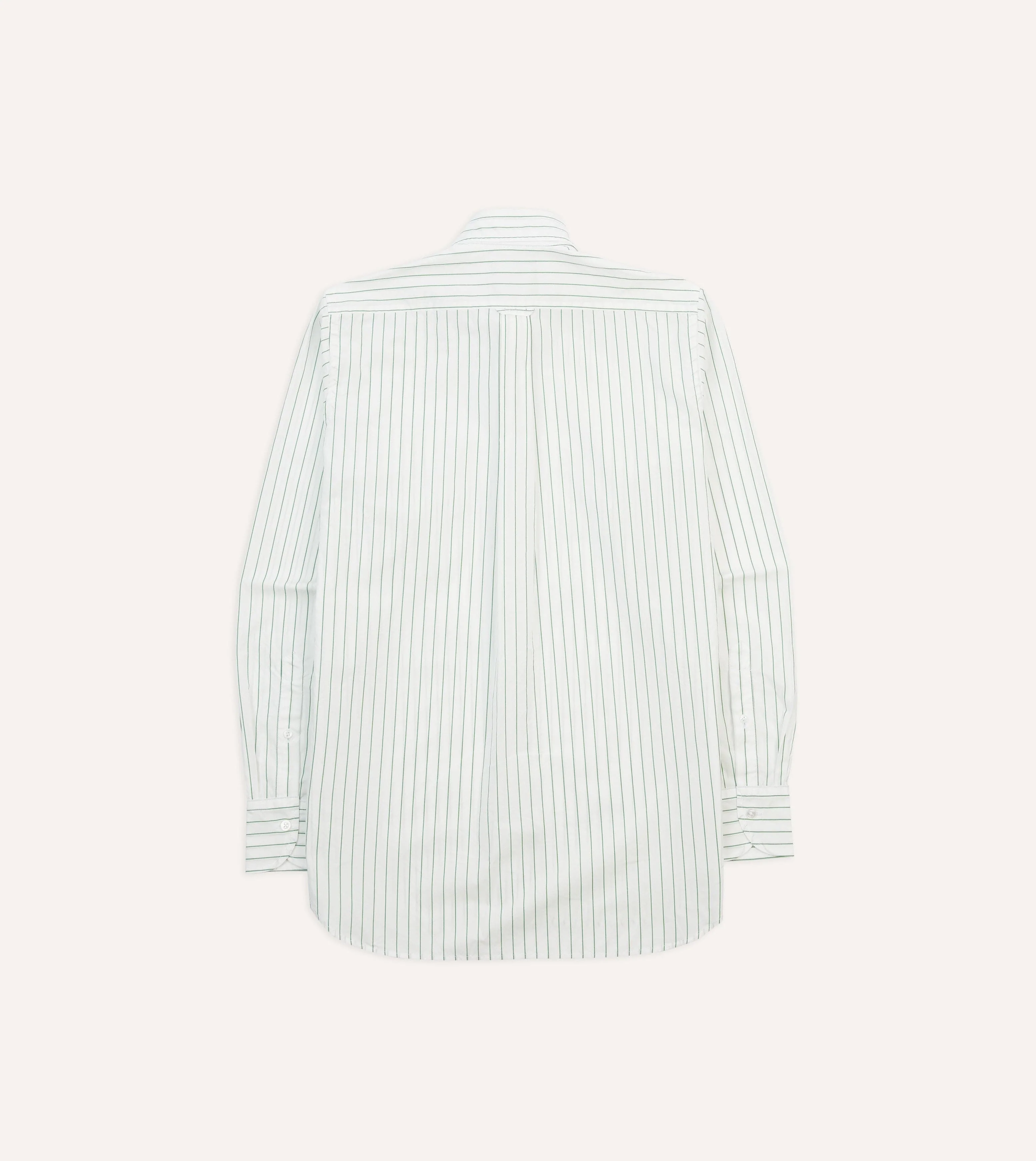 Green Pencil Stripe Cotton Long Point Collar Shirt - Image 6