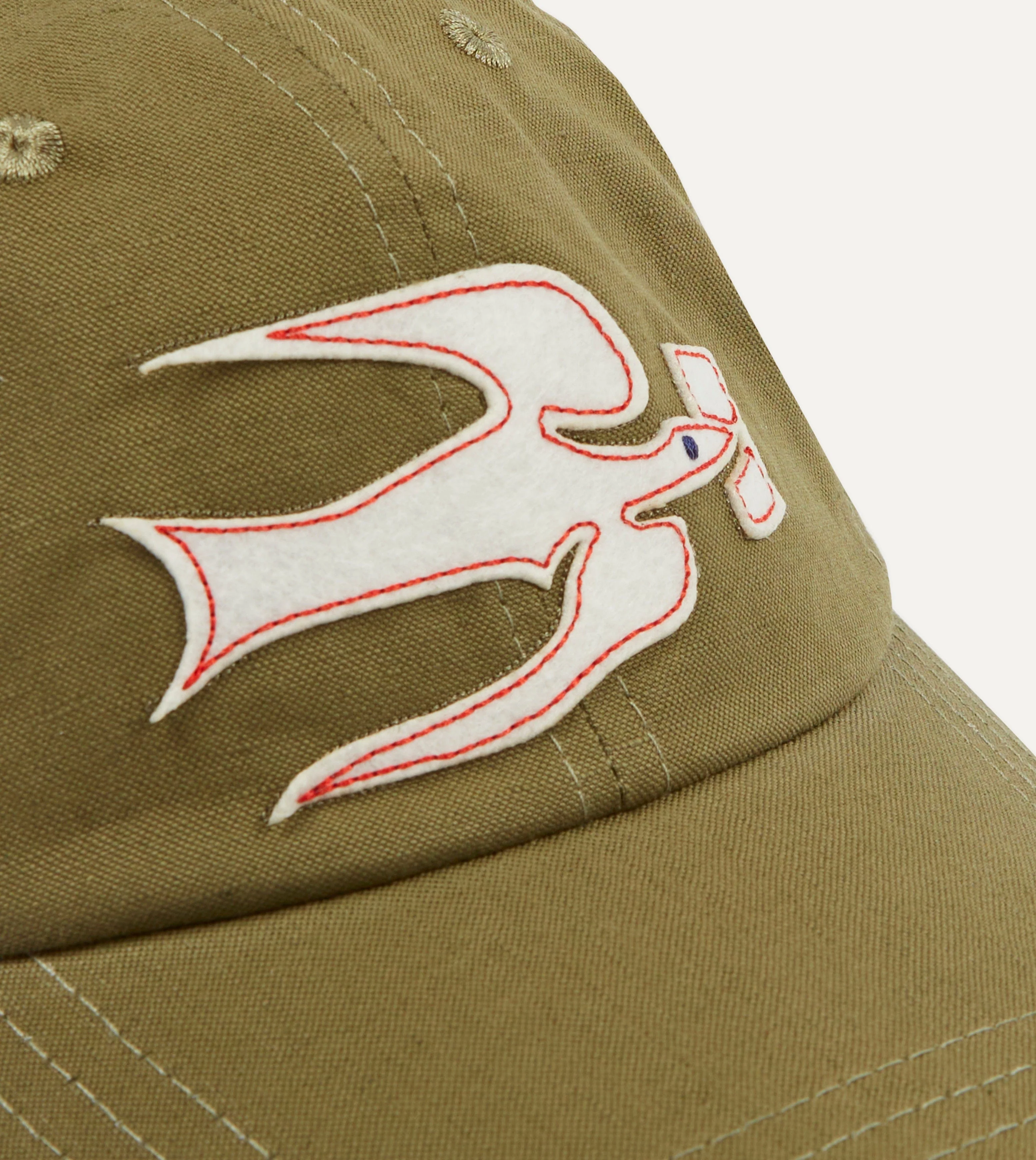 Green Pigeon AppliquÃ© Emblem Cotton-Linen Baseball Cap - Image 3
