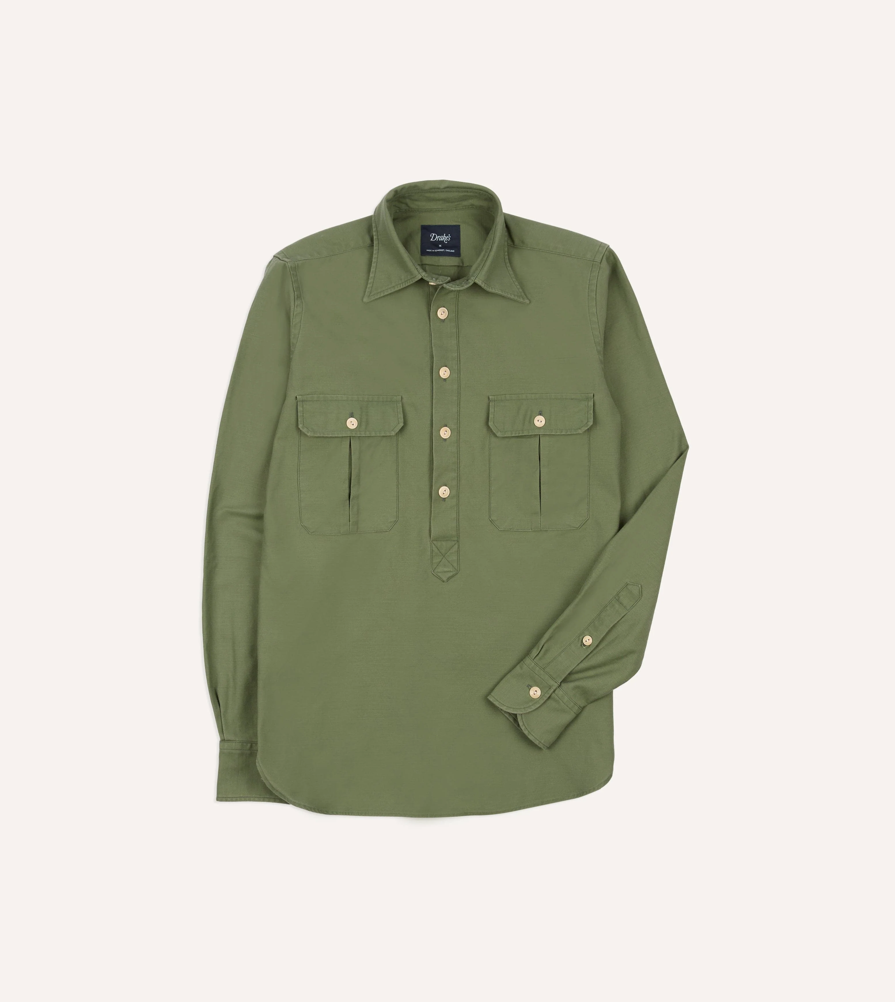 Green Satin Cotton Popover Work Shirt - Image 3