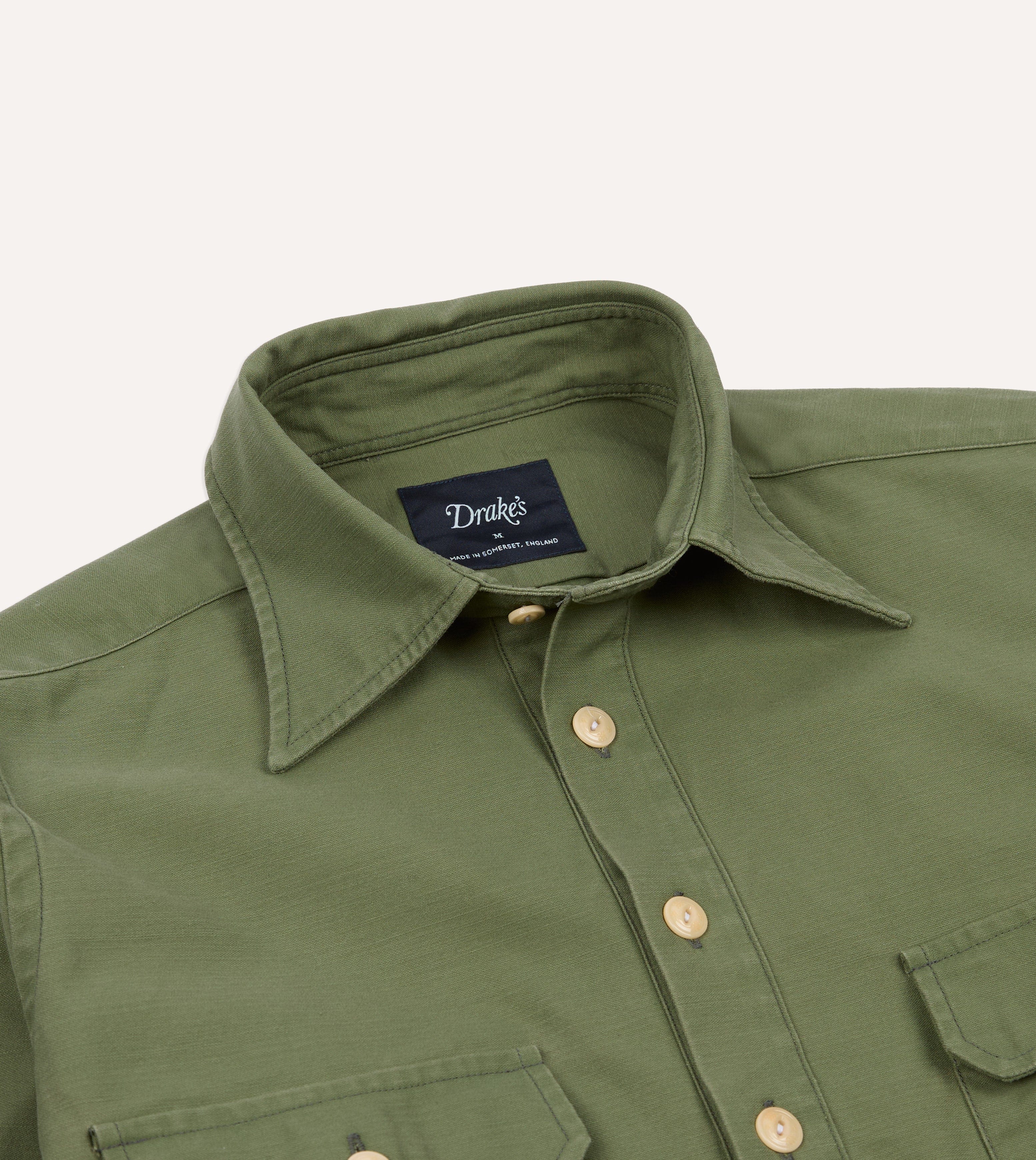Green Satin Cotton Popover Work Shirt - Image 5