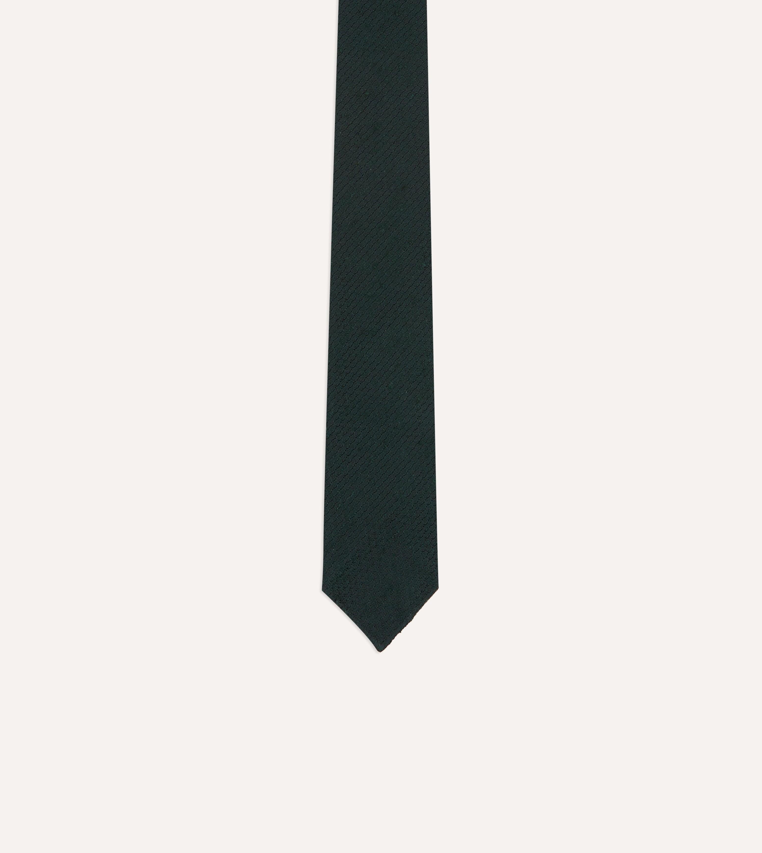 Green Shantung Silk Hand-Rolled Tie - Image 4
