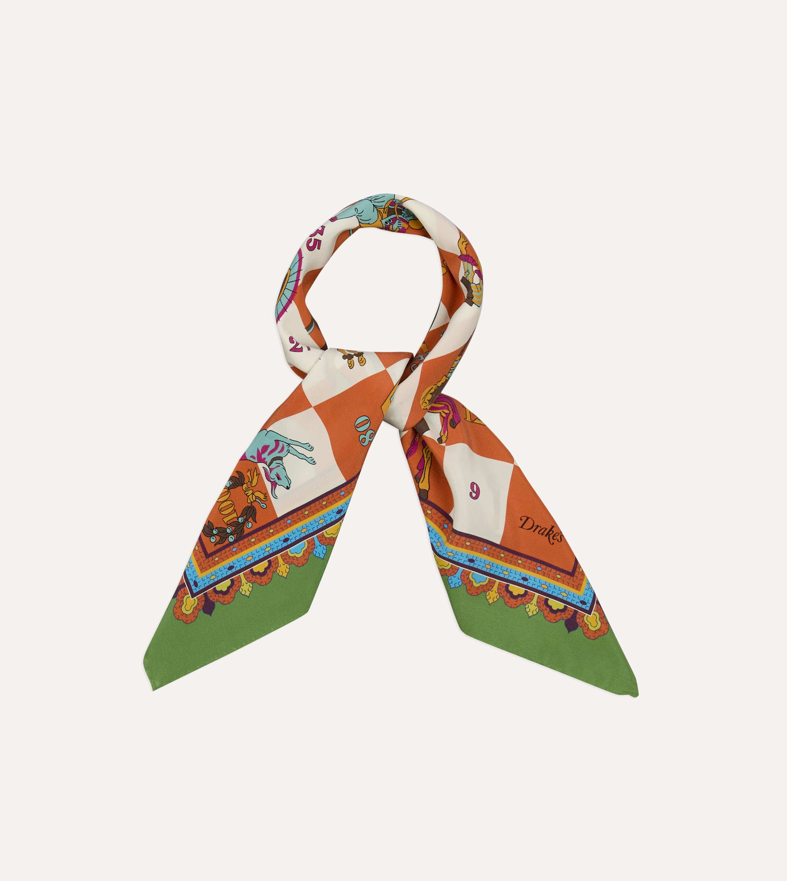 Green Snakes and Ladders Print Silk Bandana - Image 3