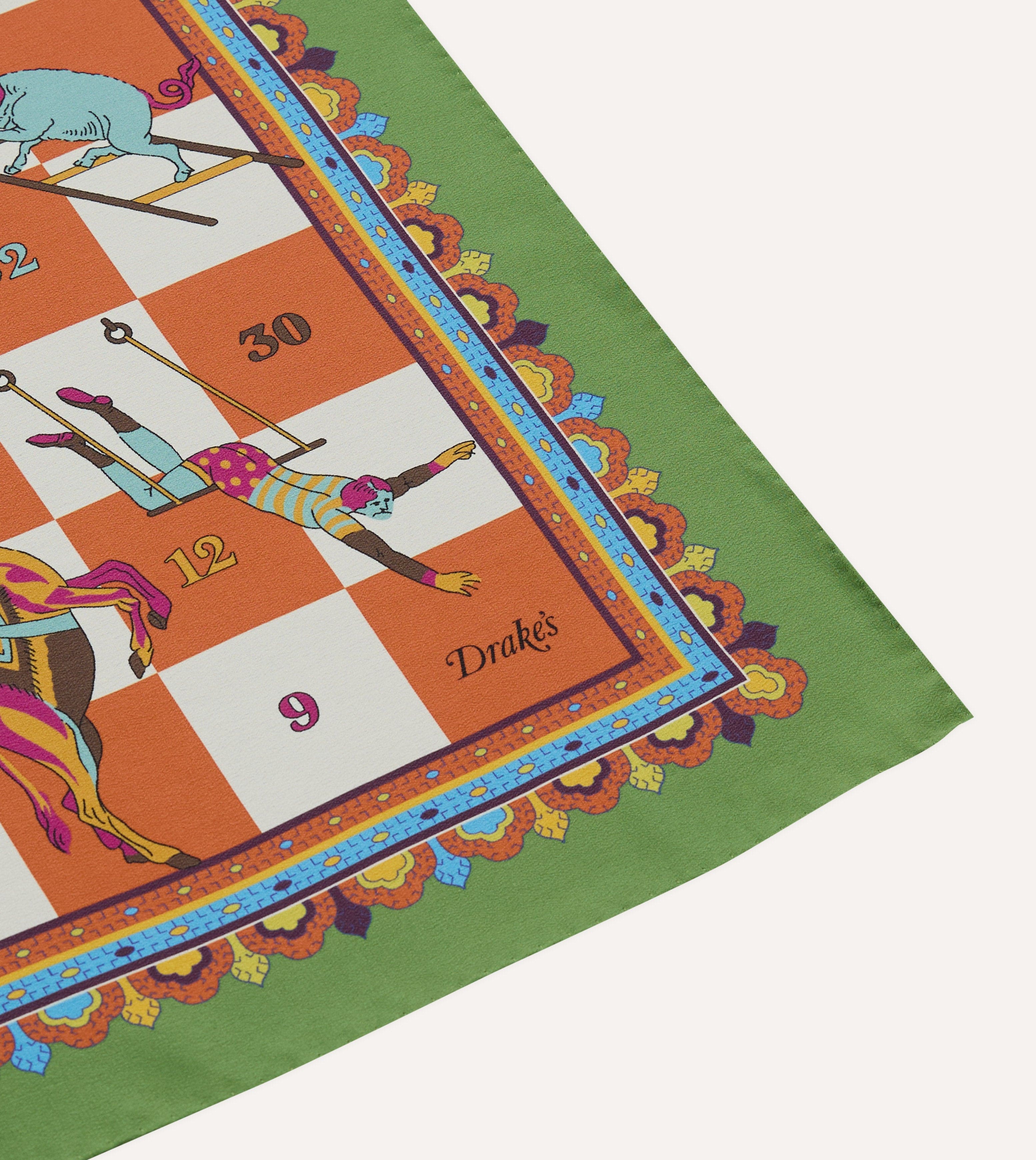 Green Snakes and Ladders Print Silk Bandana - Image 5