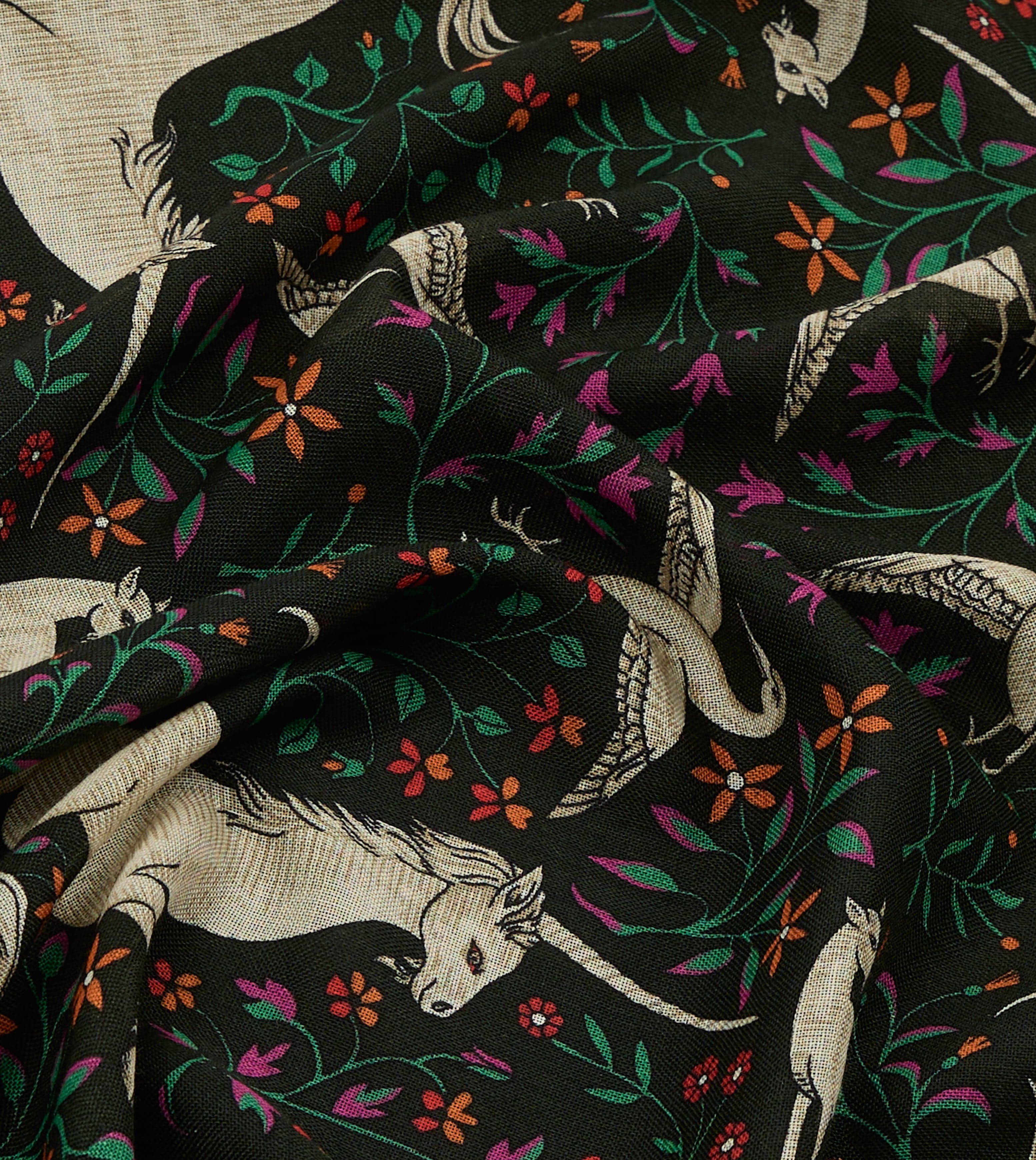 Green Unicorn Print Wool-Silk Bandana - Image 3