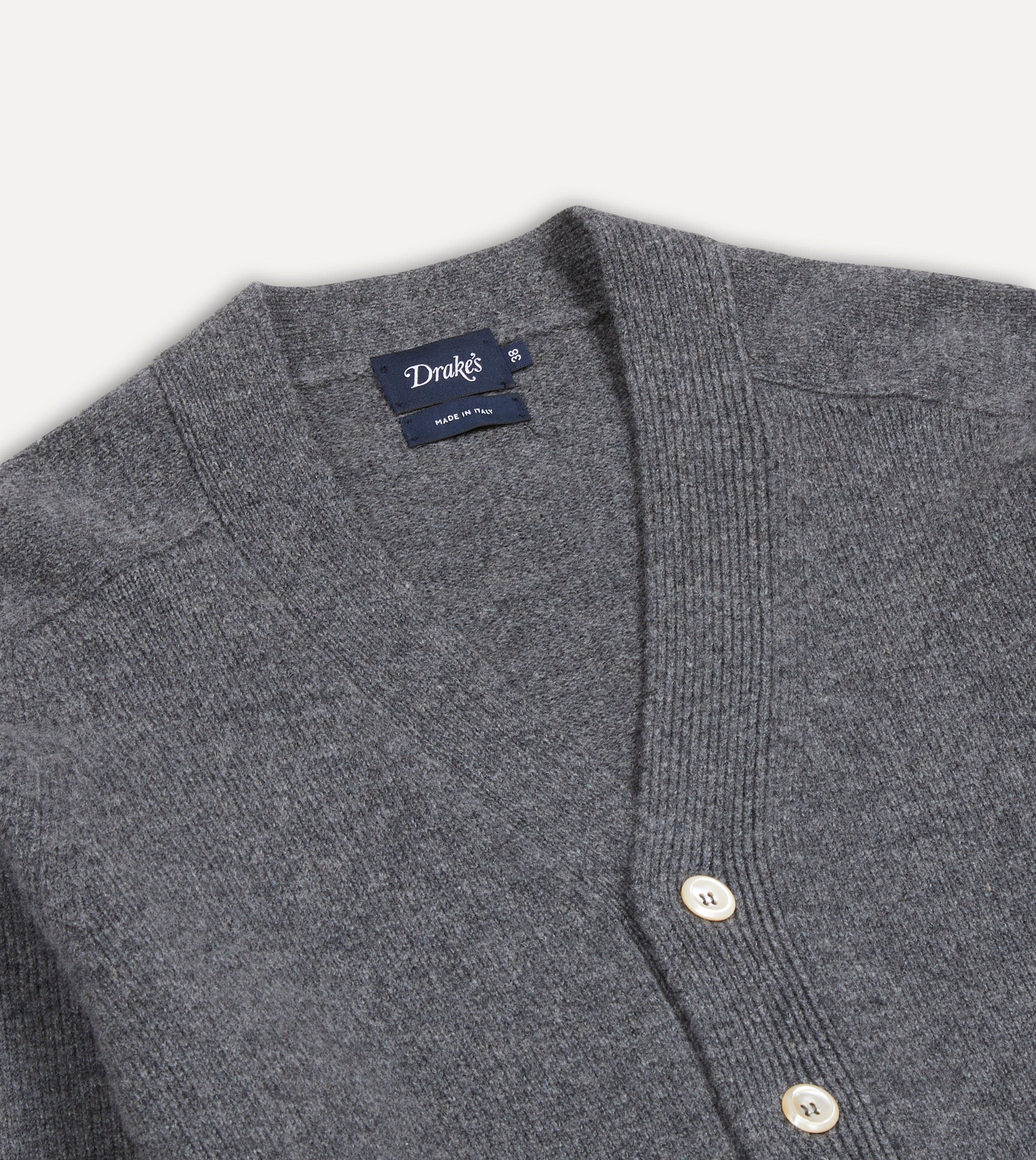 Grey Lambswool 6 Button Cardigan - Image 3
