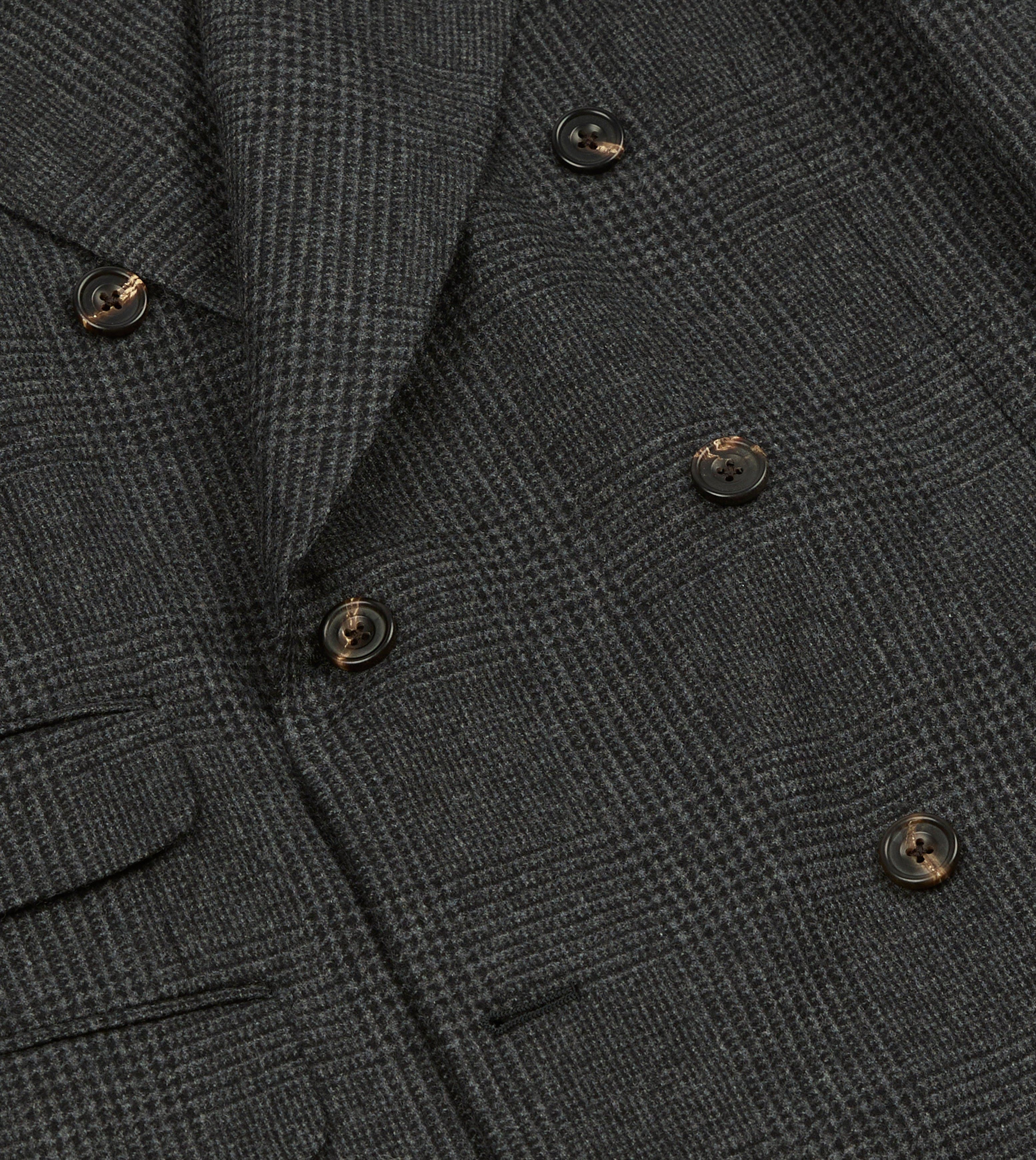 Grey Prince of Wales Check Wool Flannel Double-Breasted Tailored Jacket - Image 5