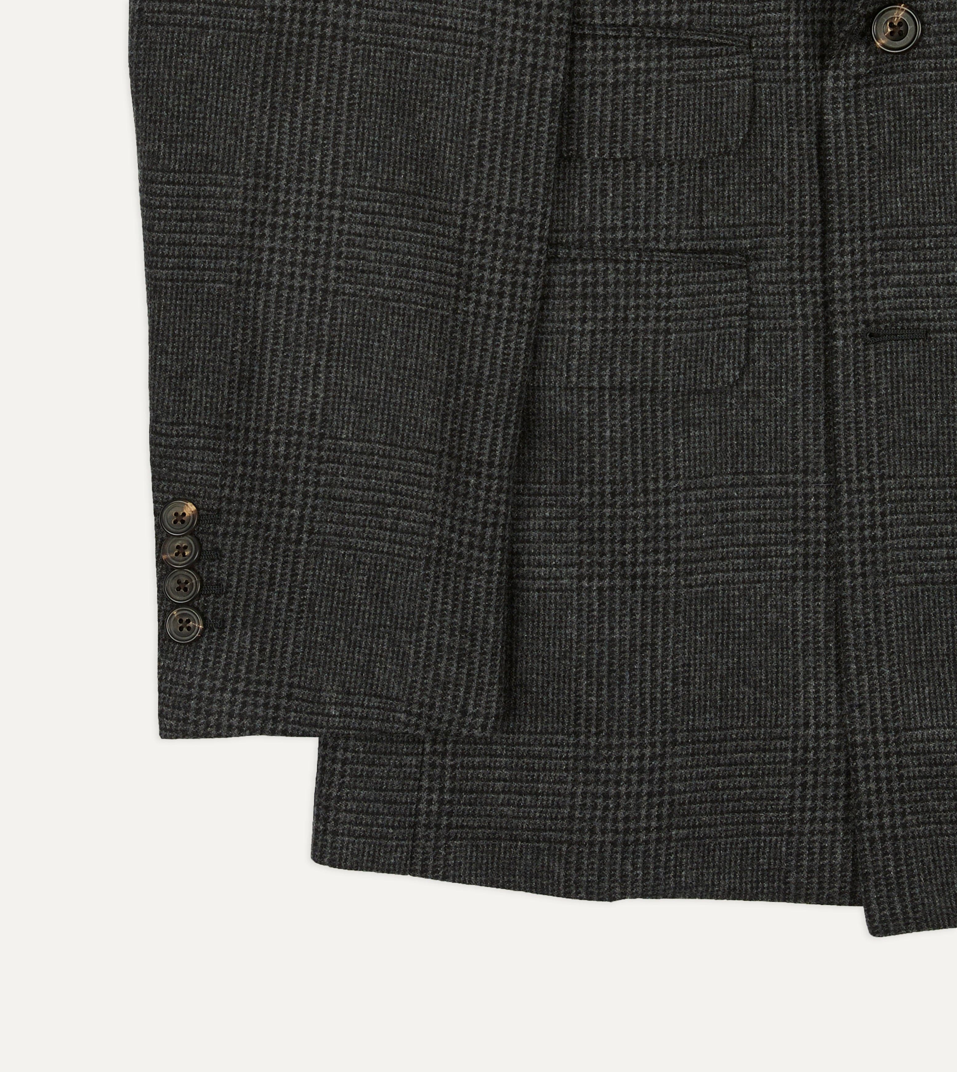 Grey Prince of Wales Check Wool Flannel Double-Breasted Tailored Jacket - Image 6