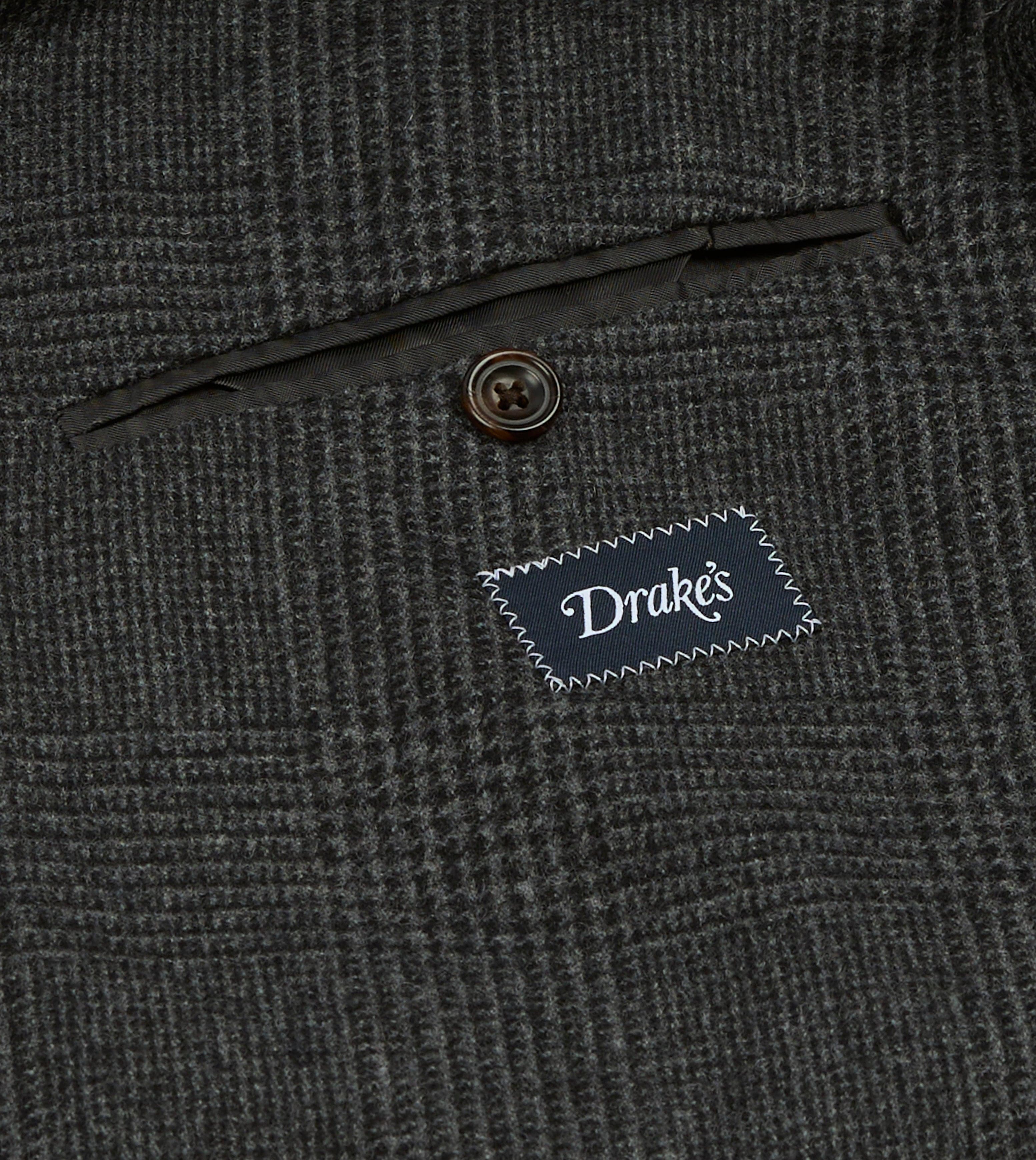Grey Prince of Wales Check Wool Flannel Double-Breasted Tailored Jacket - Image 7
