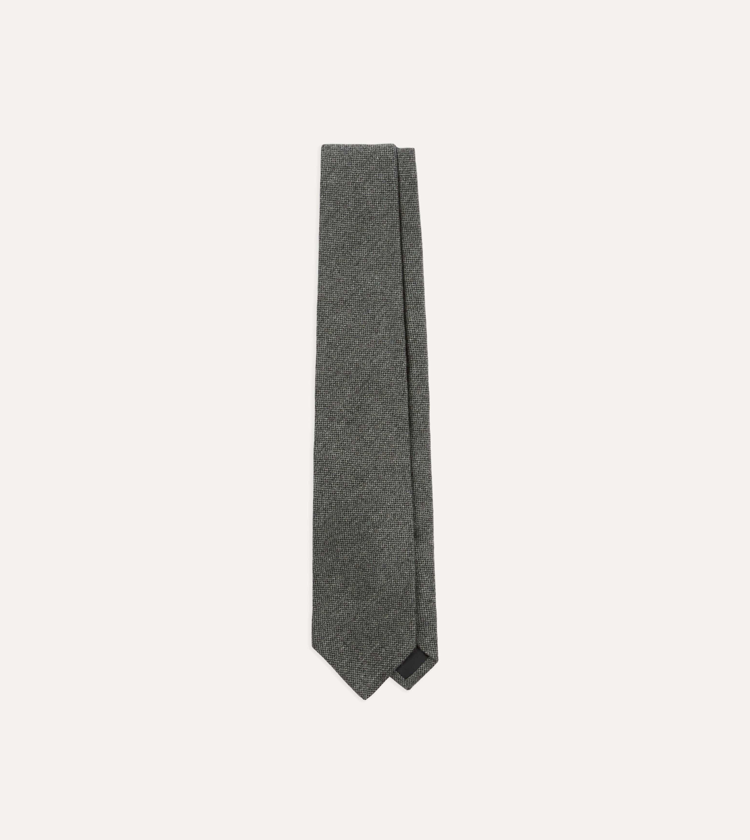 Grey Pure Cashmere Solid Tipped Tie