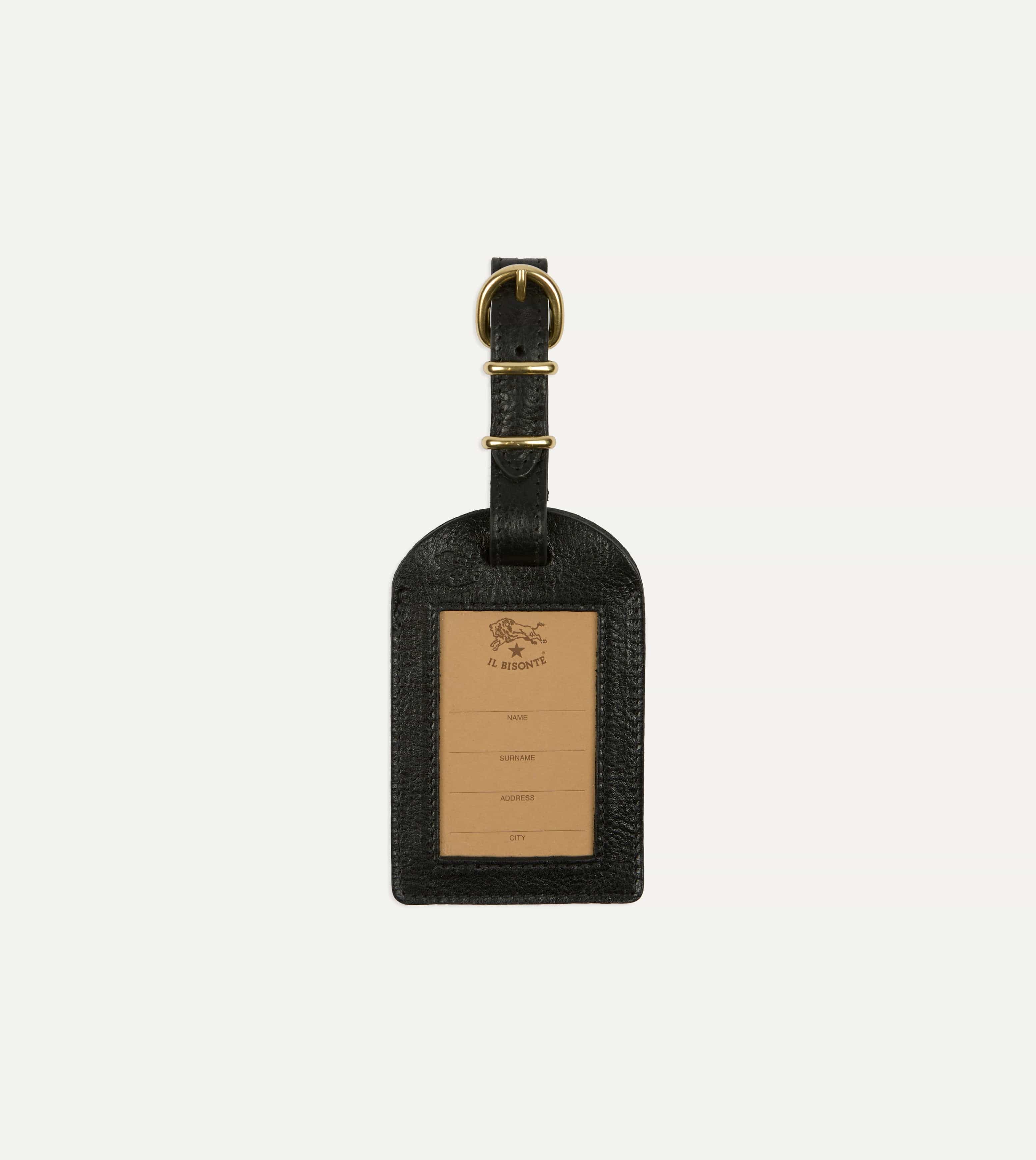 Il Bisonte Black Leather Luggage Tag - Image 2