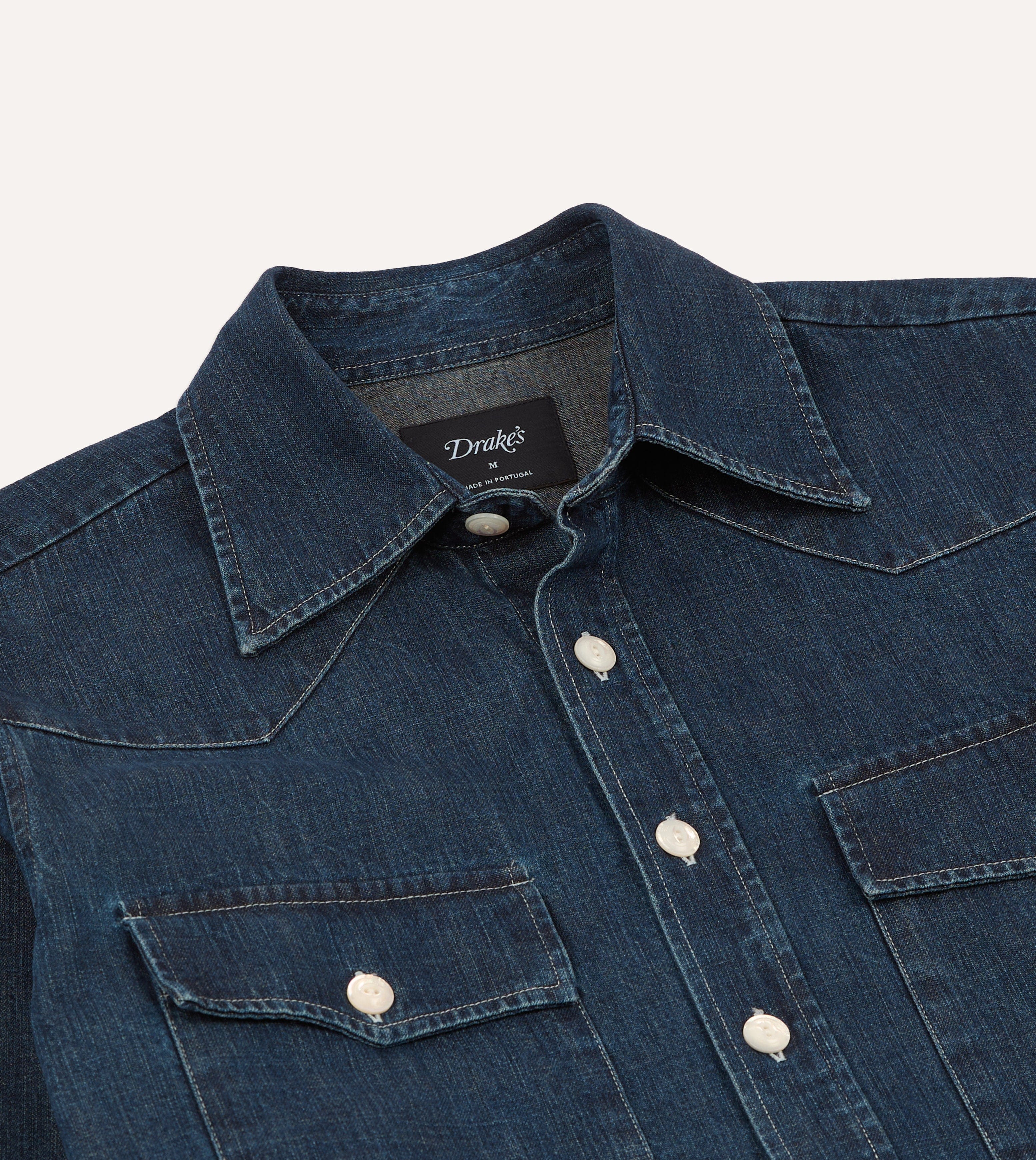 Indigo Rinse Denim Two-Pocket Western Shirt - Image 4
