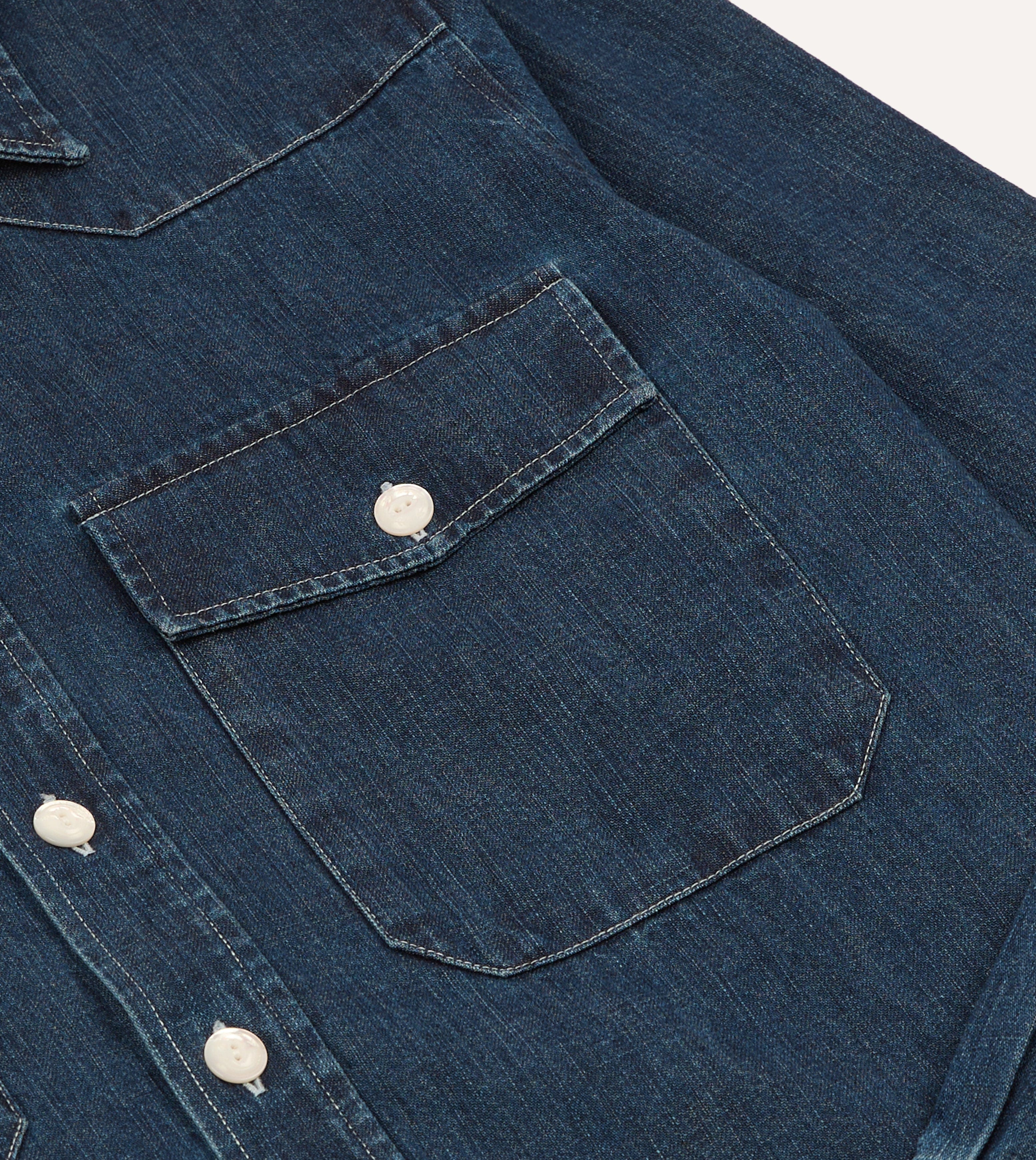 Indigo Rinse Denim Two-Pocket Western Shirt - Image 5