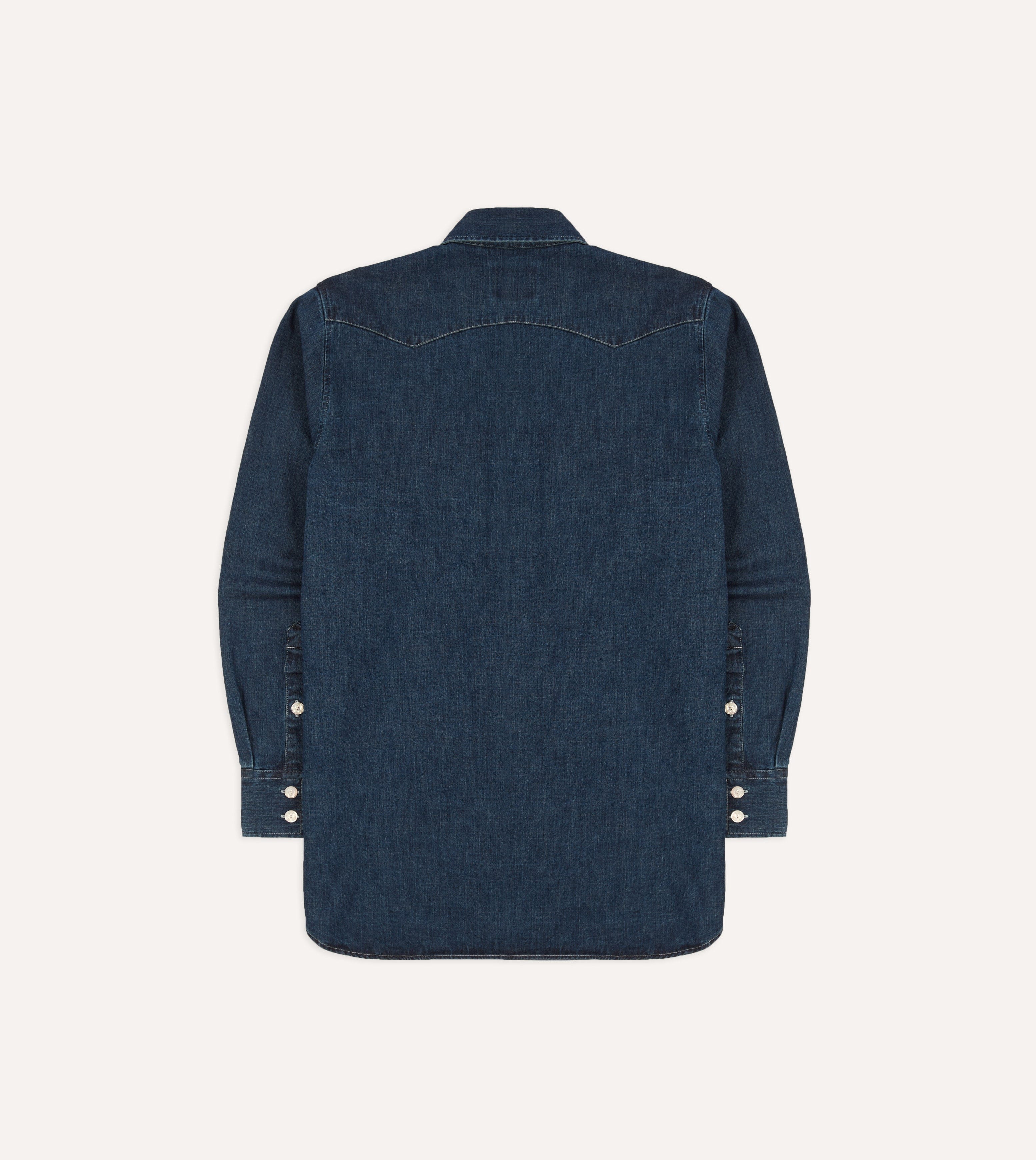 Indigo Rinse Denim Two-Pocket Western Shirt - Image 7