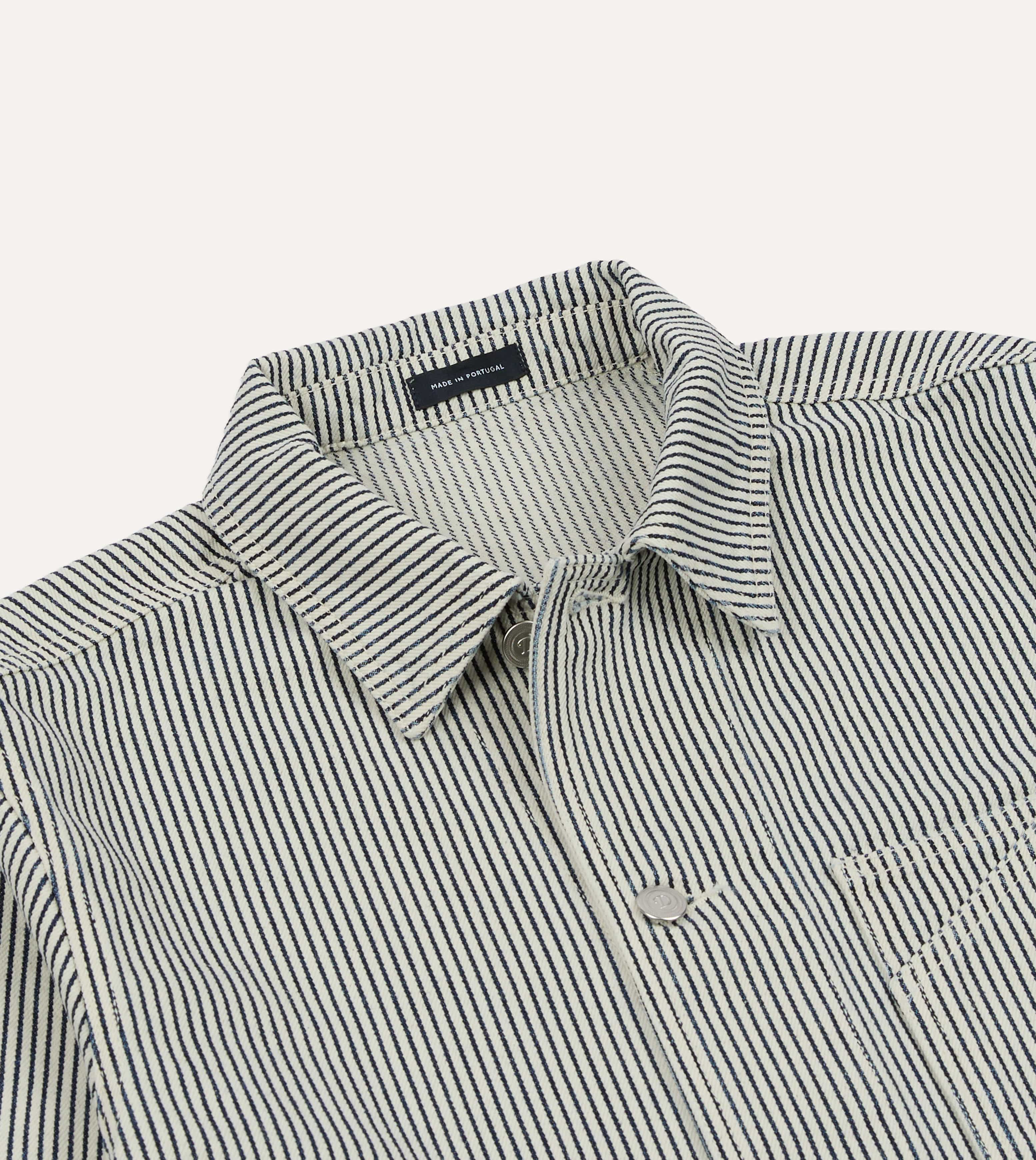 Indigo Stripe Cotton Fatigue Jacket - Image 3
