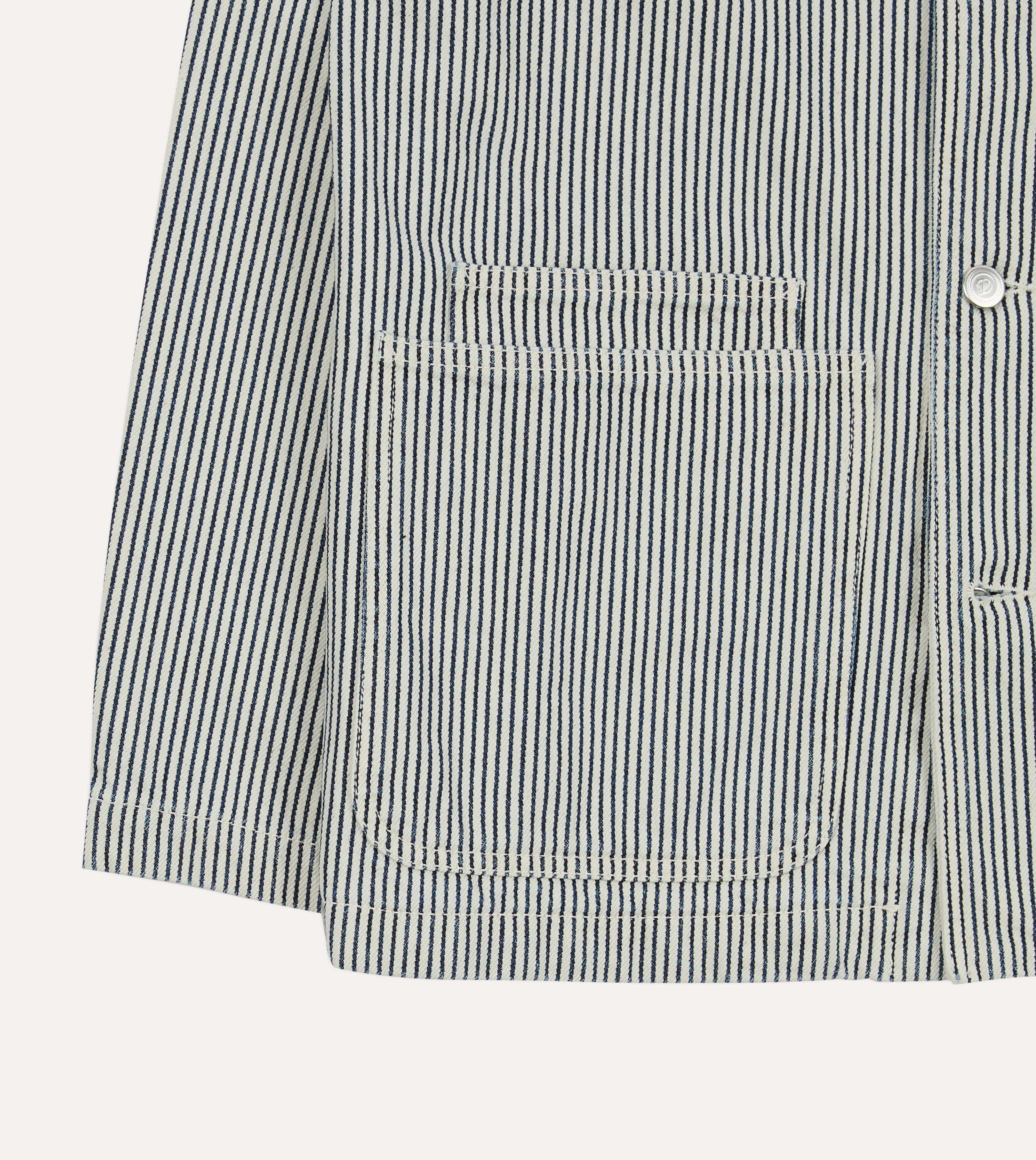 Indigo Stripe Cotton Fatigue Jacket - Image 6