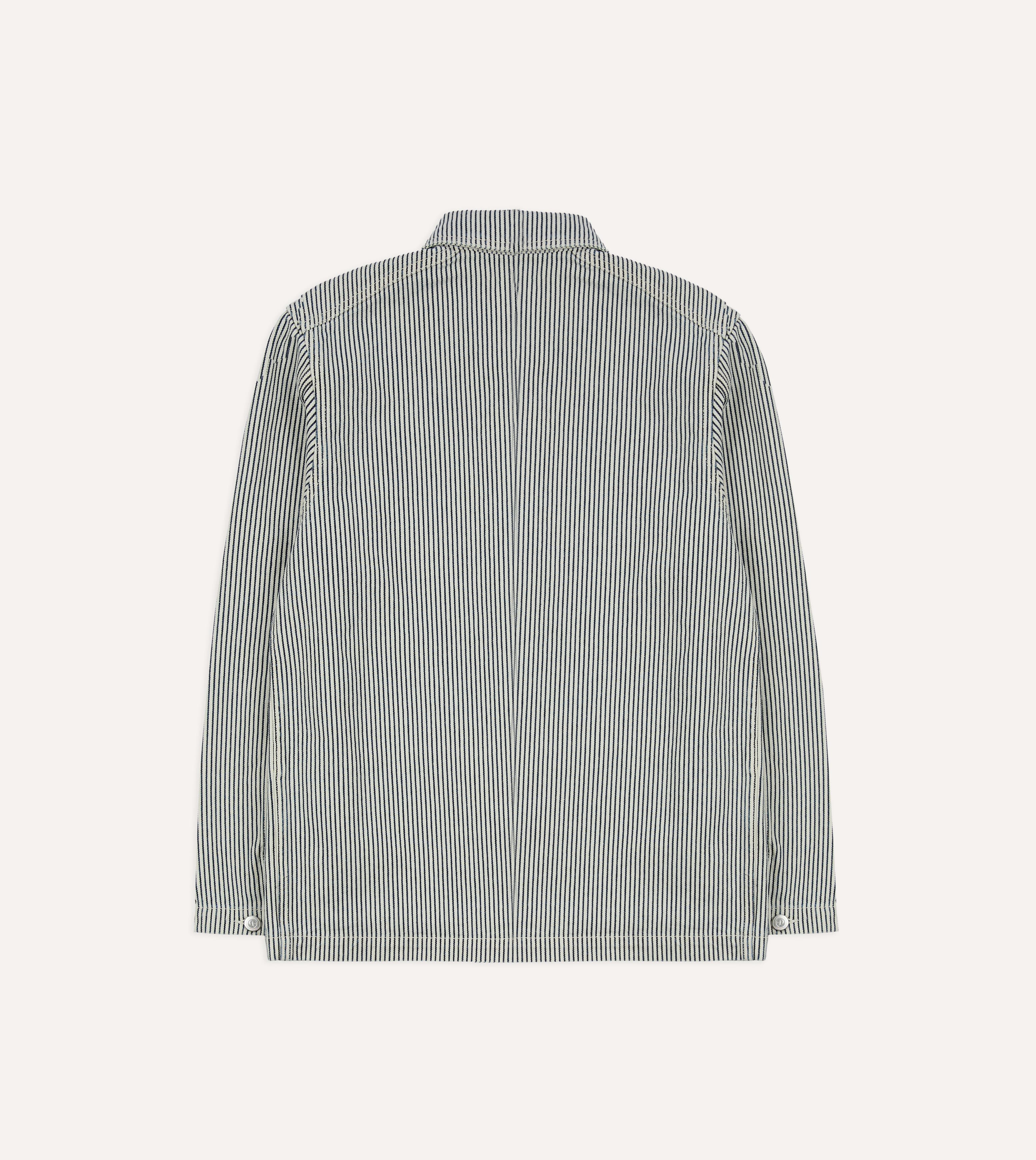 Indigo Stripe Cotton Fatigue Jacket - Image 8