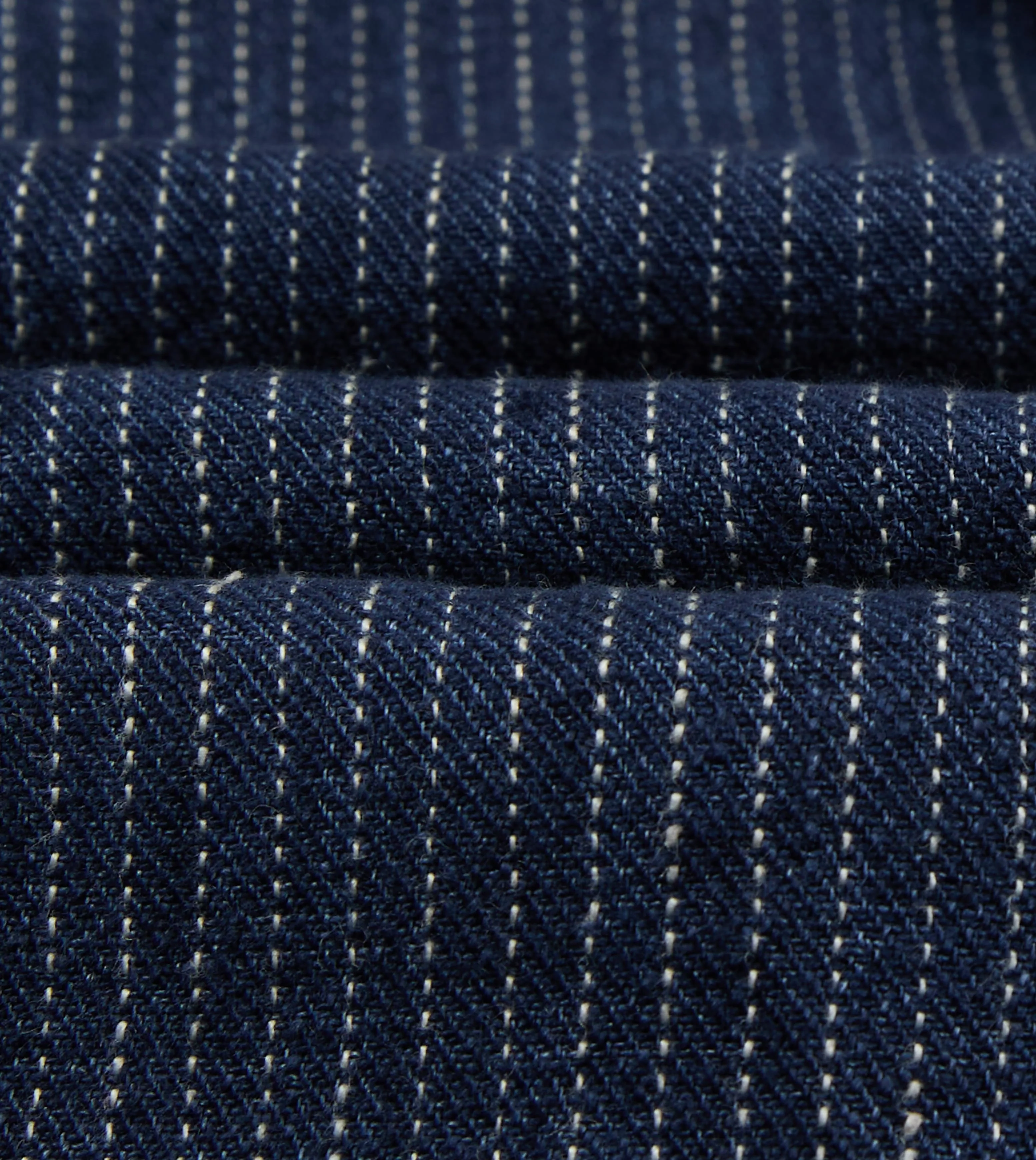 Indigo Stripe Linen Loop Button Chore Jacket - Image 3
