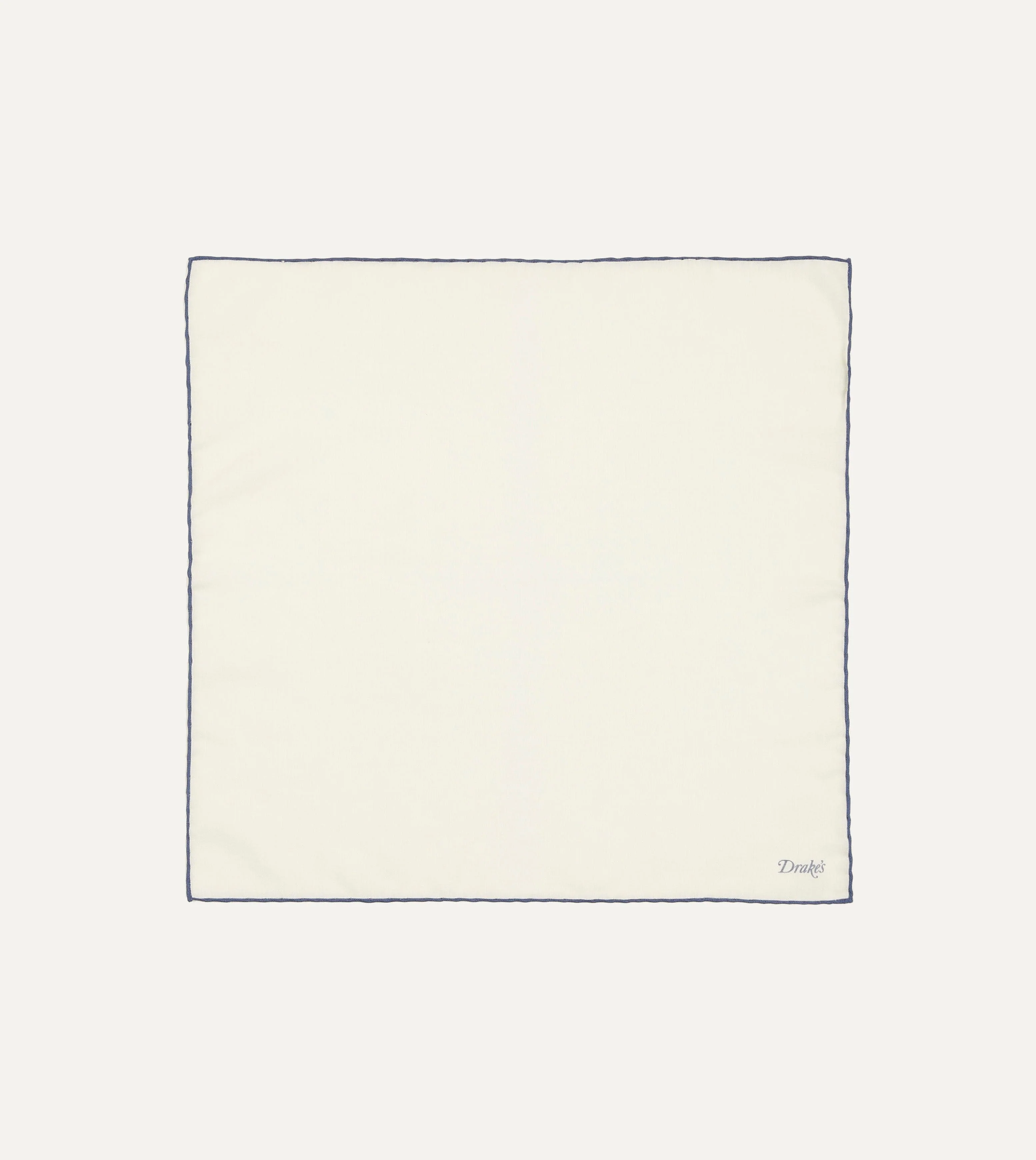 Ivory and Blue Shoestring Border Silk Pocket Square