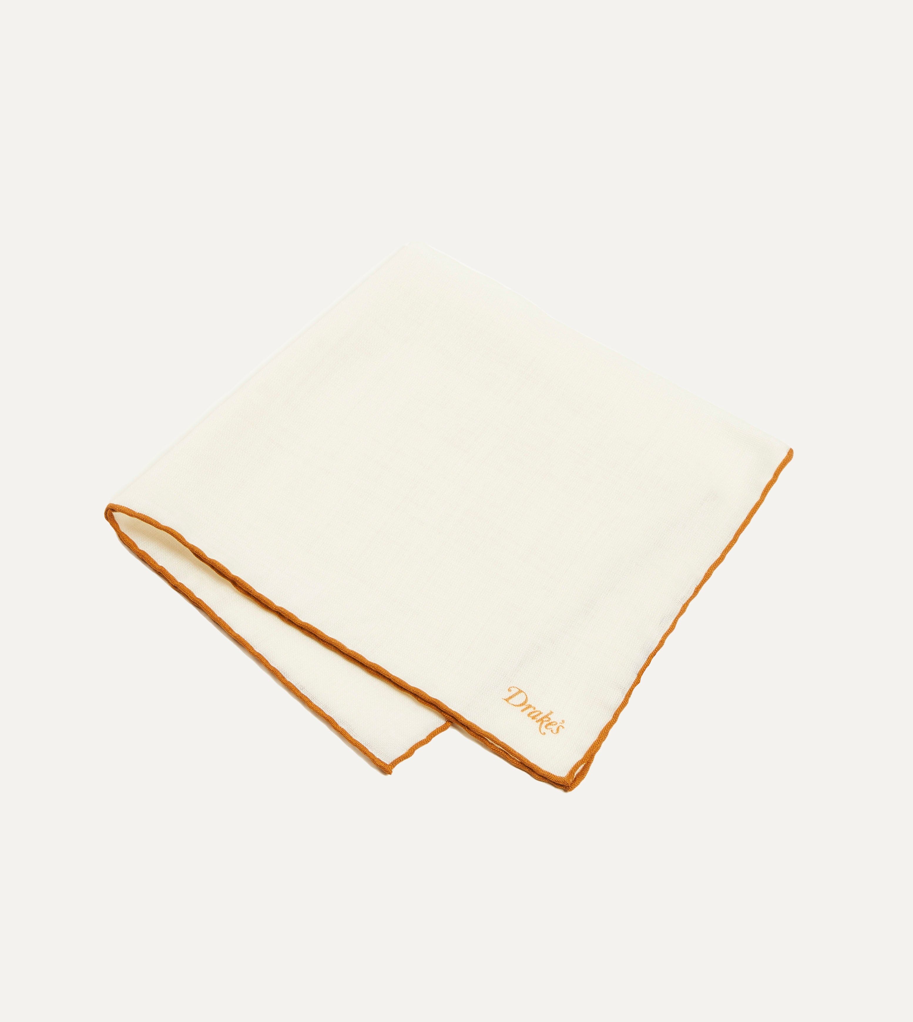 Ivory and Gold Shoestring Border Silk Pocket Square - Image 3