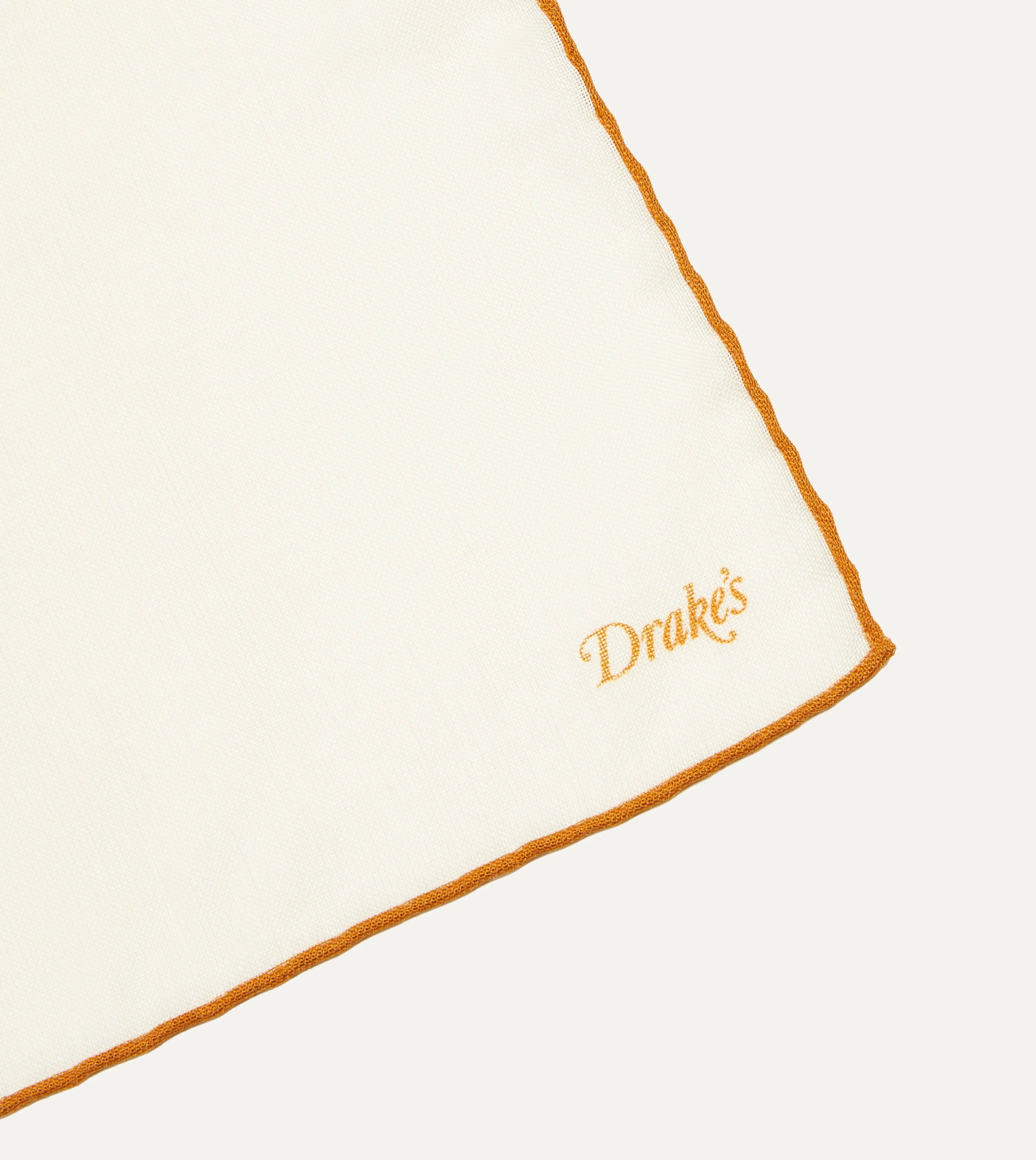 Ivory and Gold Shoestring Border Silk Pocket Square - Image 4