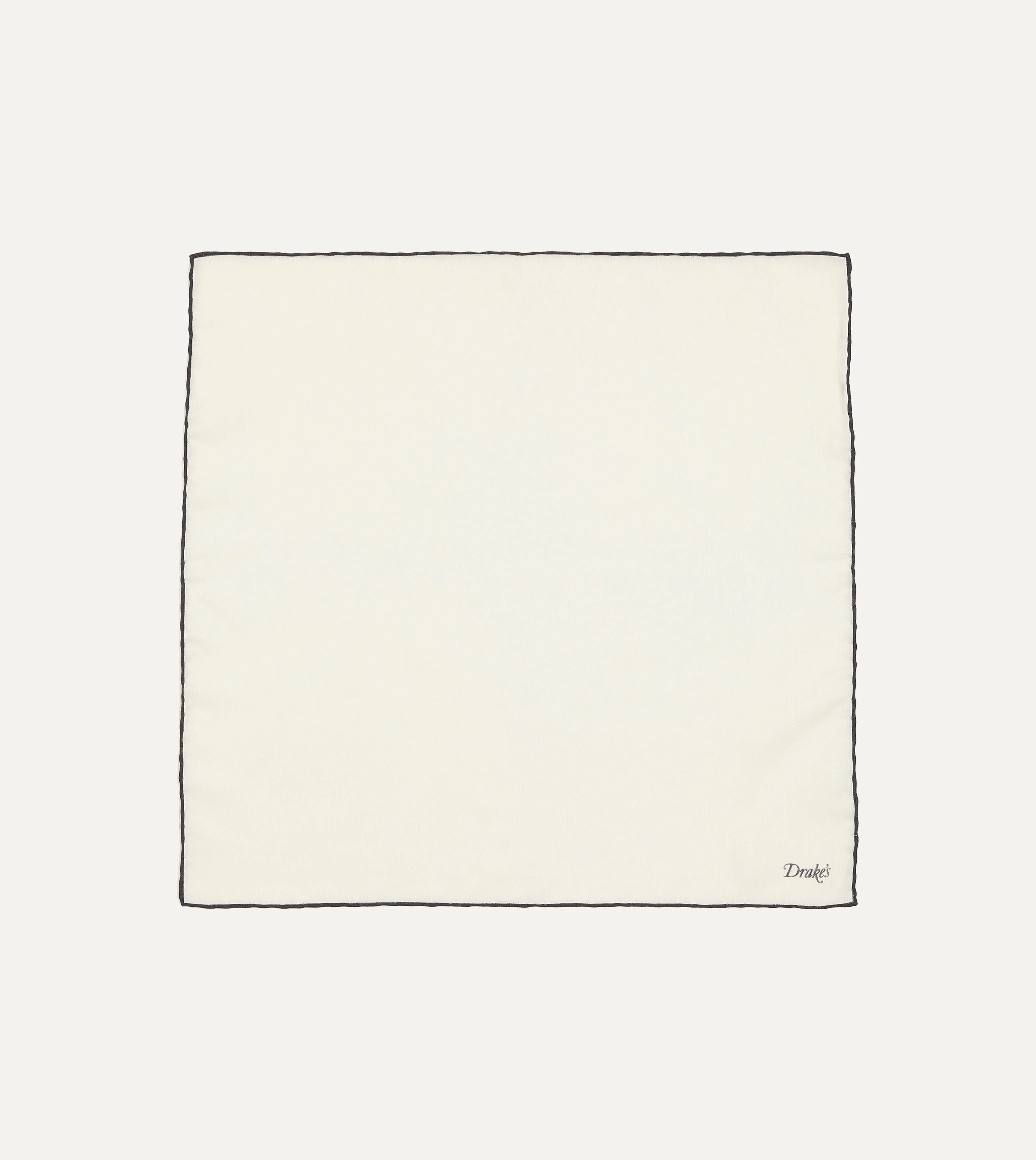 Ivory and Navy Shoestring Border Silk Pocket Square