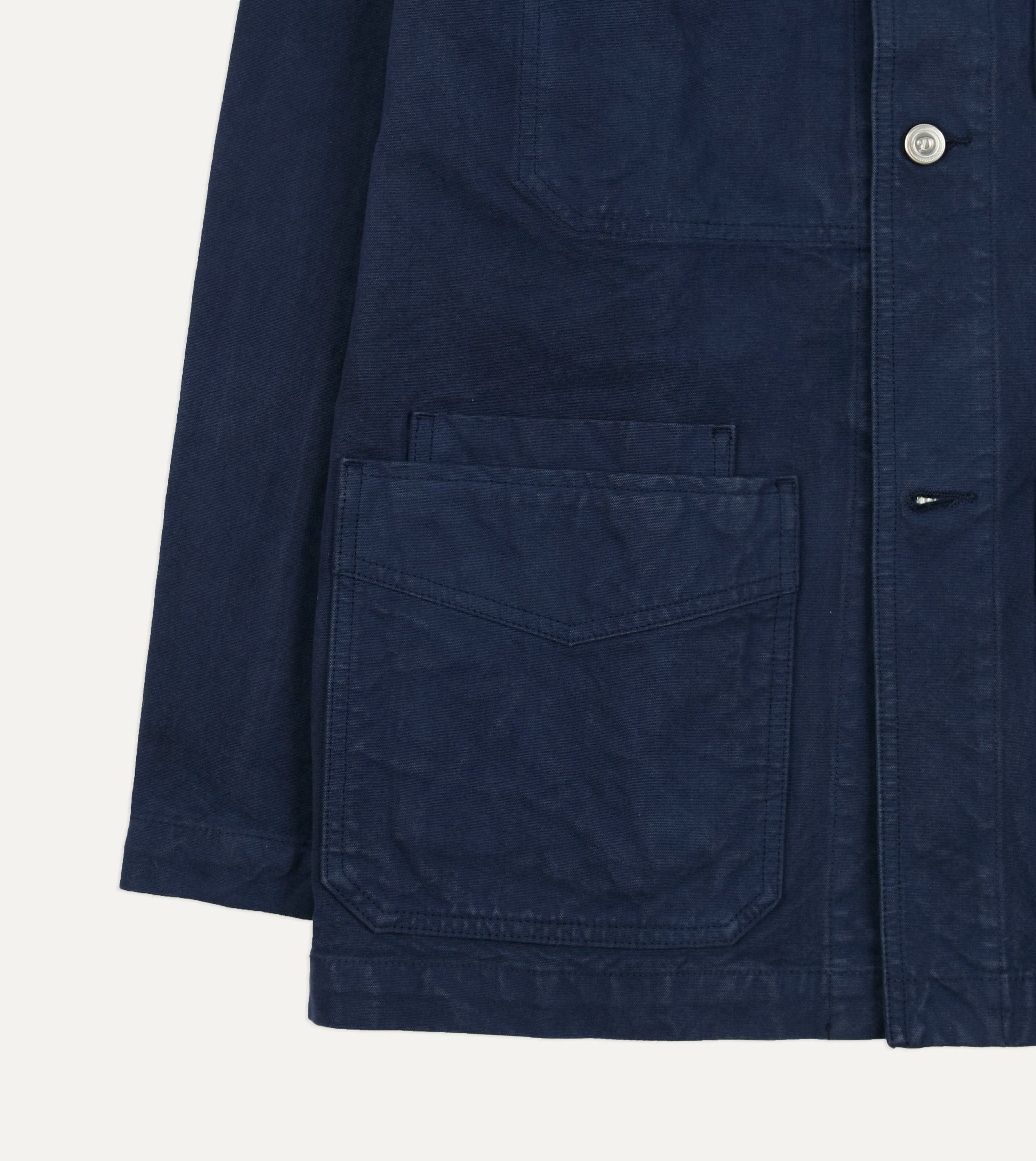 Kennedy by Drake's Navy Cotton Duck Canvas Five-Pocket Chore Jacket - Image 7