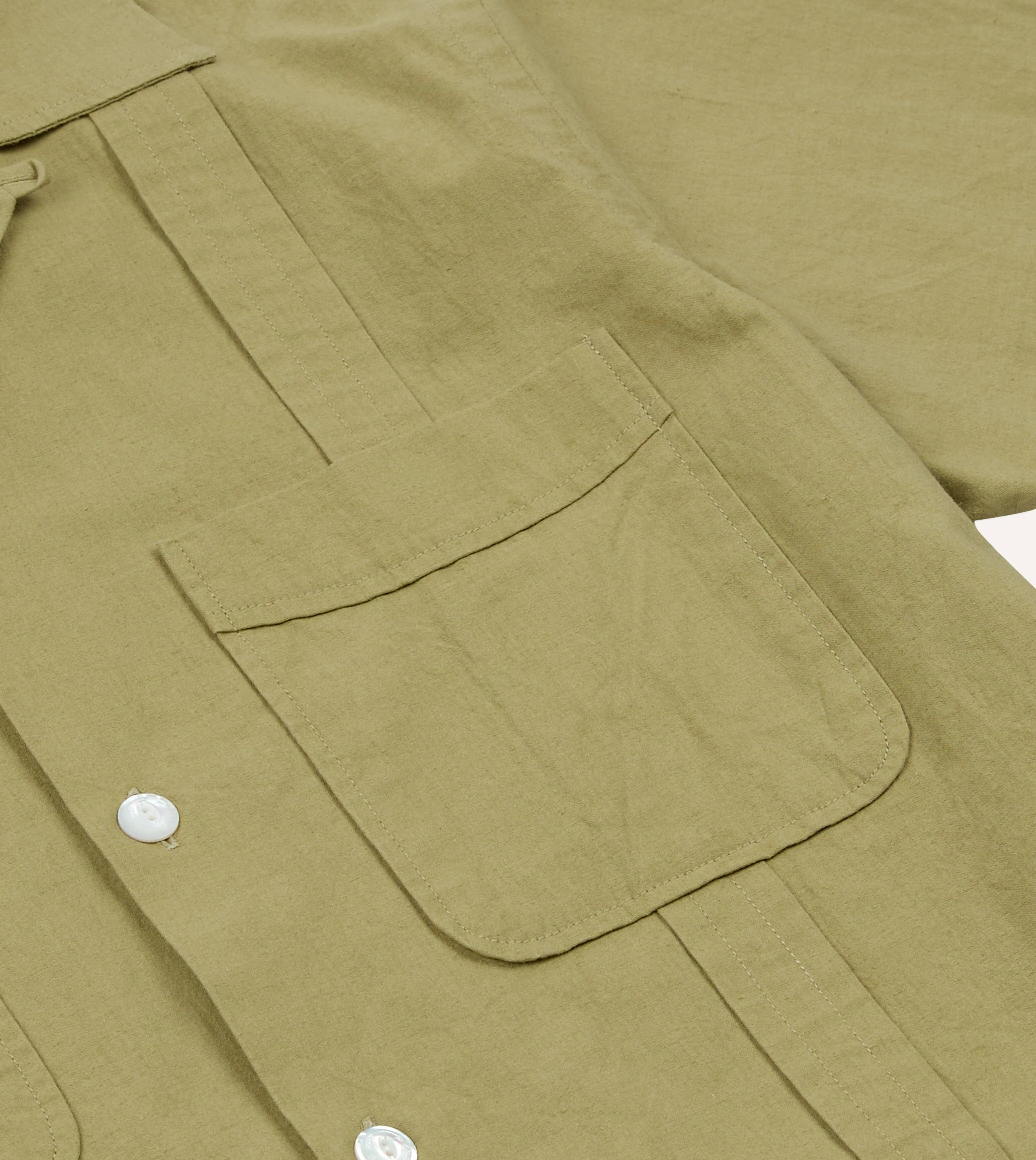 Khaki Cotton-Linen Crepe Cuban Shirt - Image 5