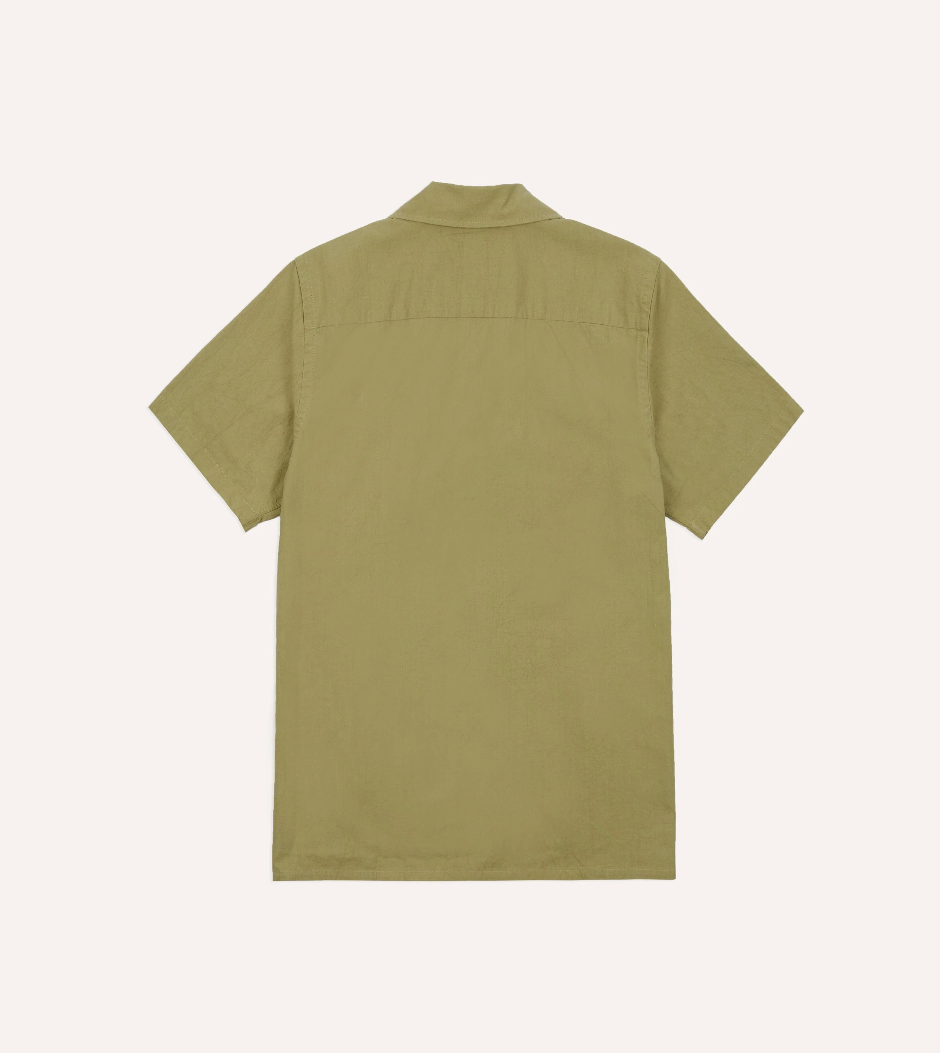 Khaki Cotton-Linen Crepe Cuban Shirt - Image 6