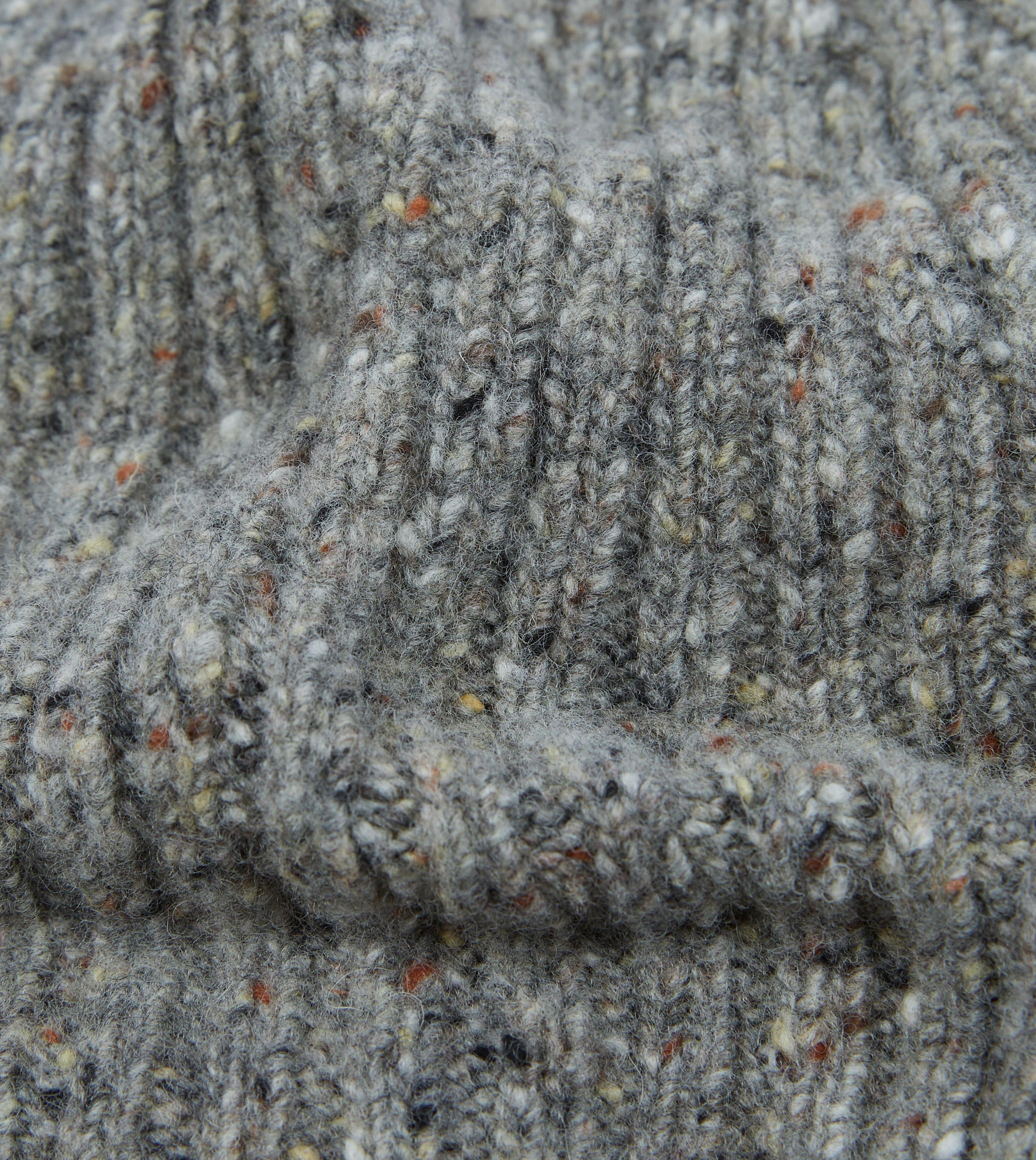 Light Grey Donegal Ribbed Merino Knit Cap - Image 2