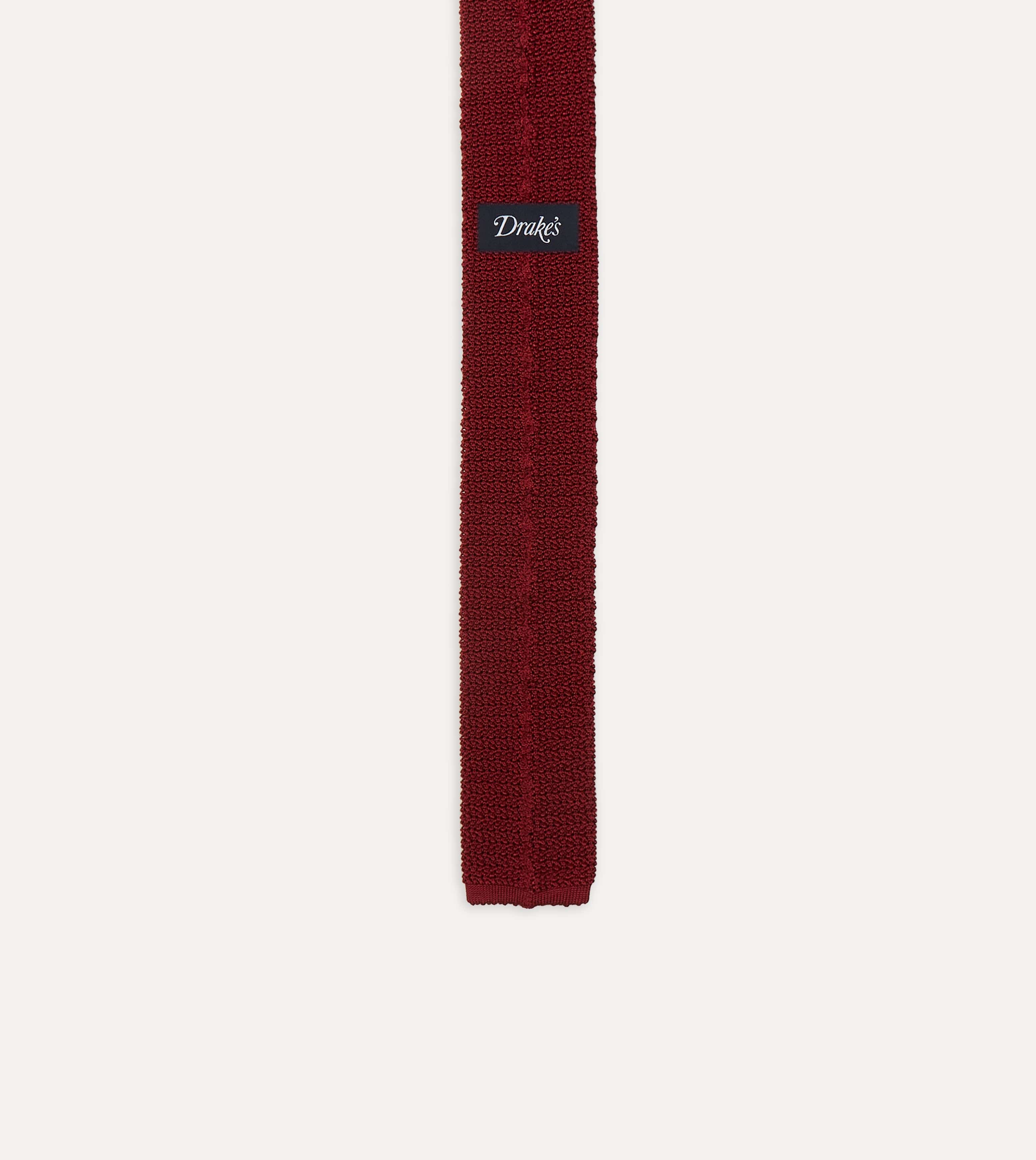 Light Wine Knitted Silk Solid Colour Tie - Image 5