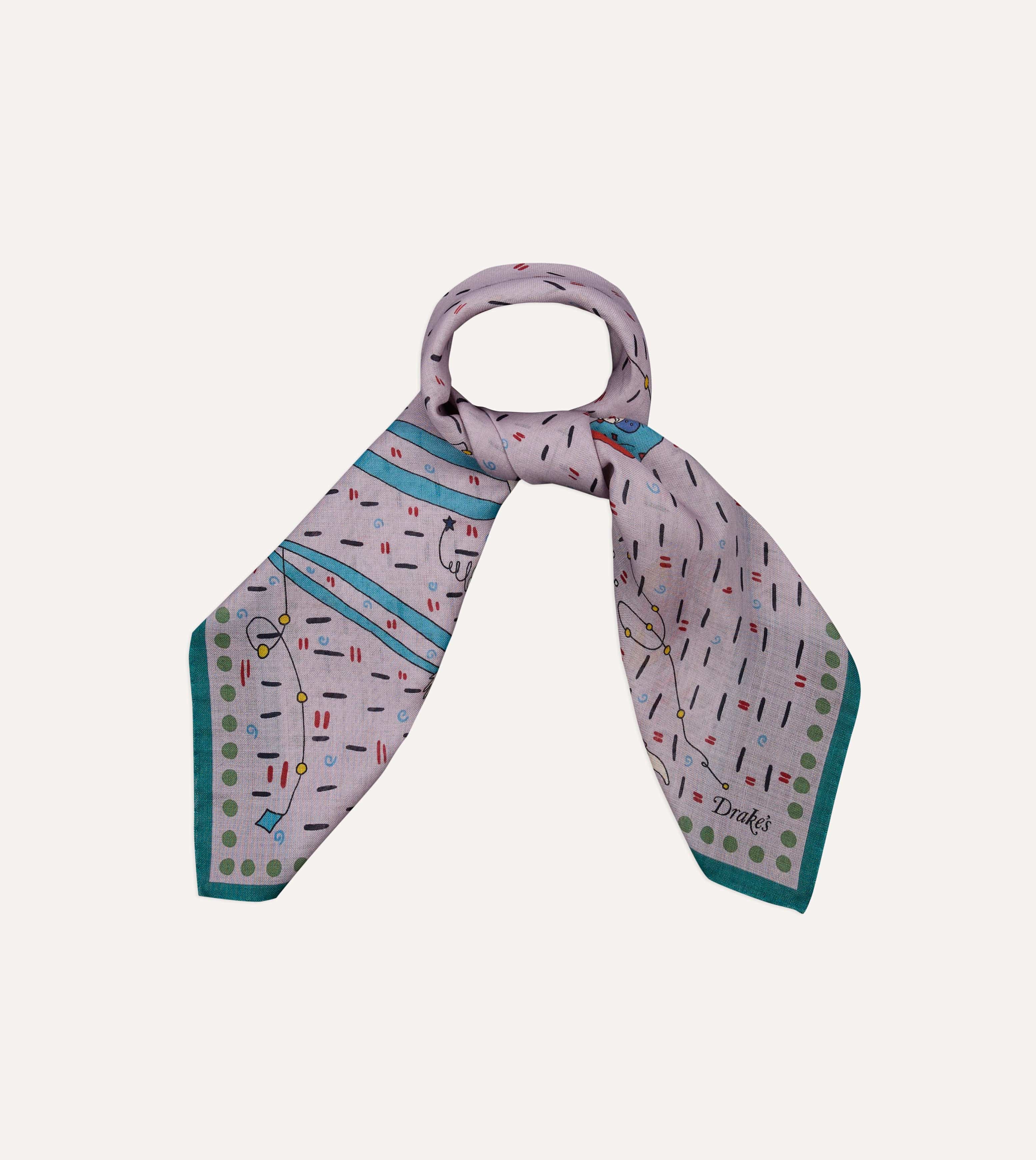 Lilac Acrobat Print Wool-Silk Bandana - Image 3