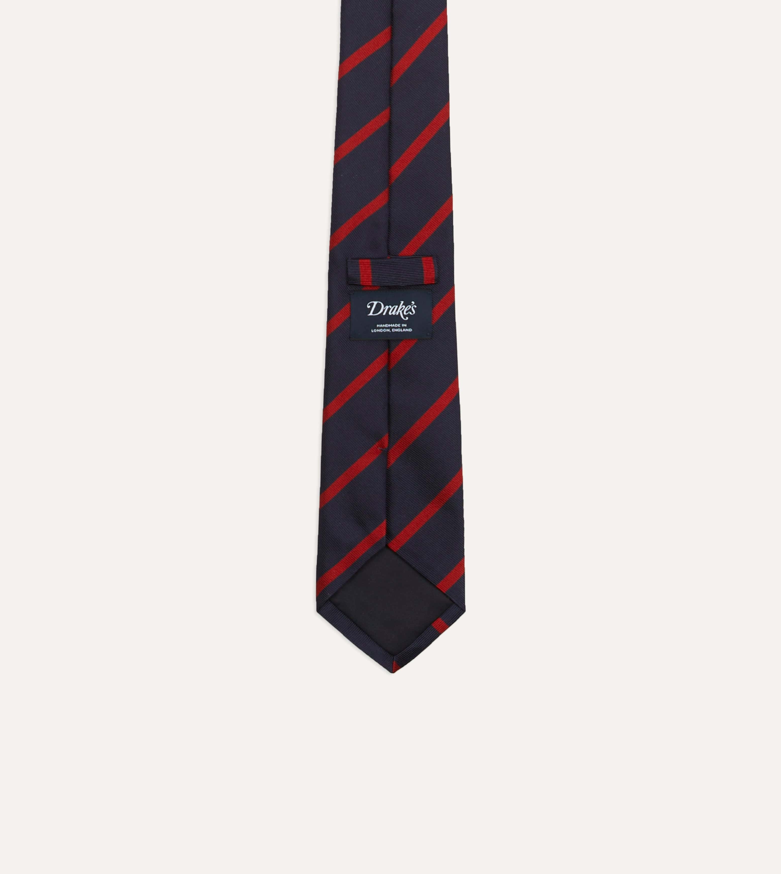 Navy and Red Stripe Repp Silk Tie - Image 3