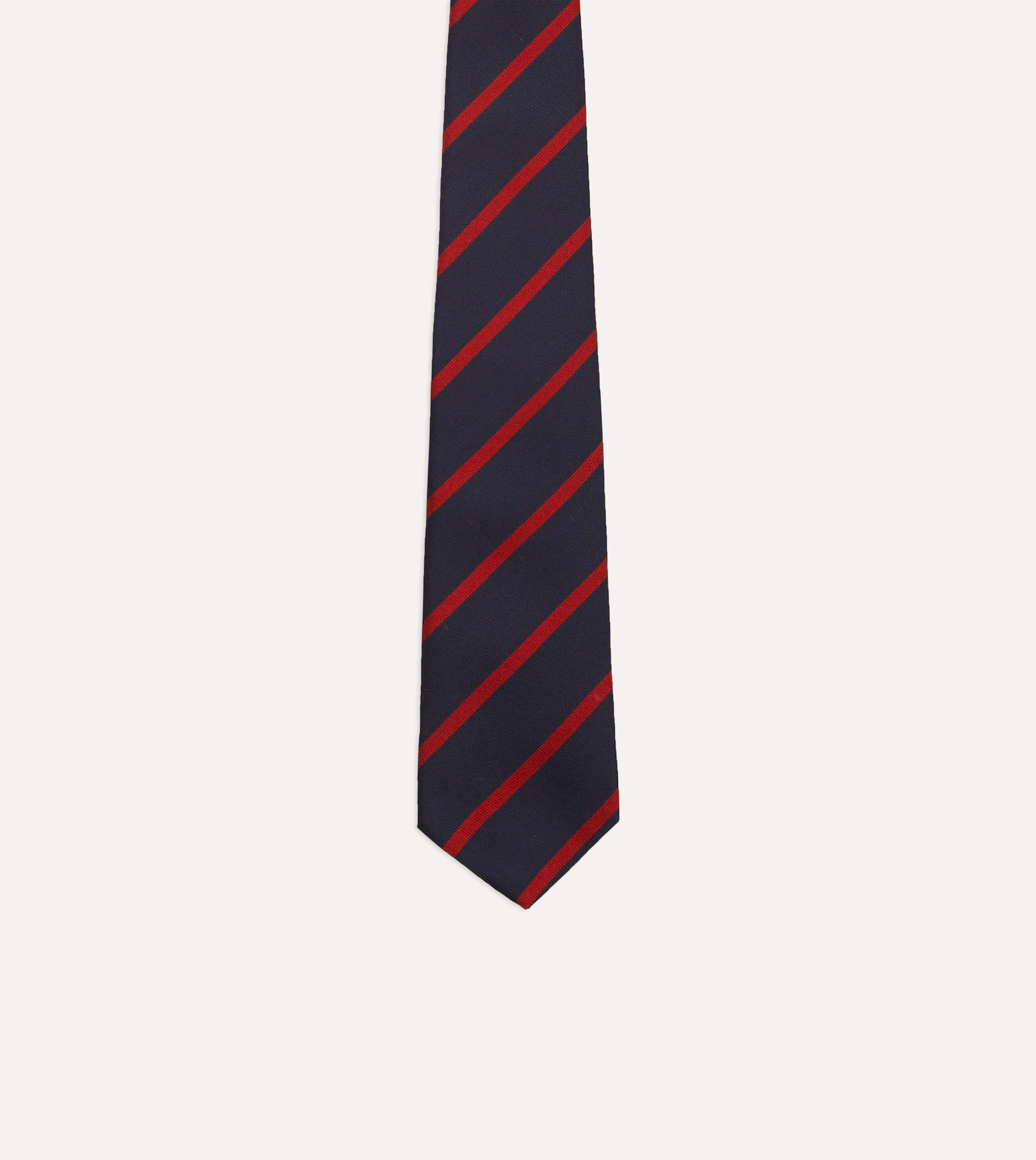 Navy and Red Stripe Repp Silk Tie - Image 4
