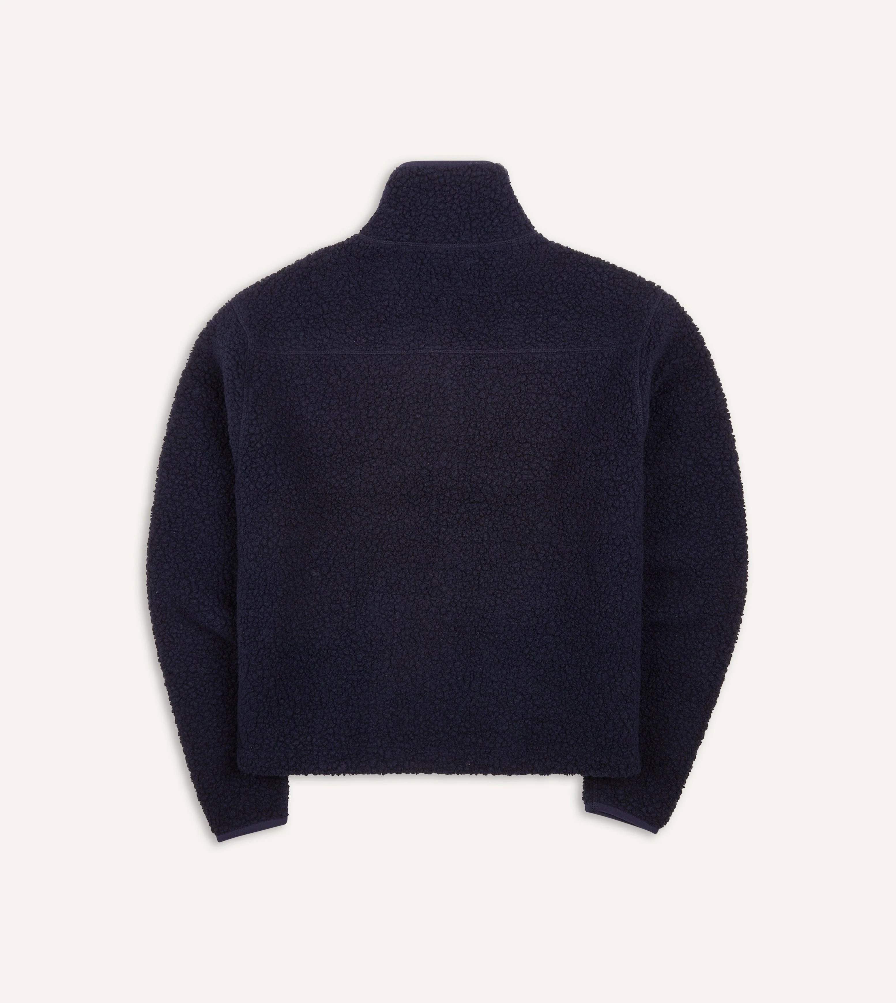 Navy Boucle Wool Zip Fleece Jacket - Image 7