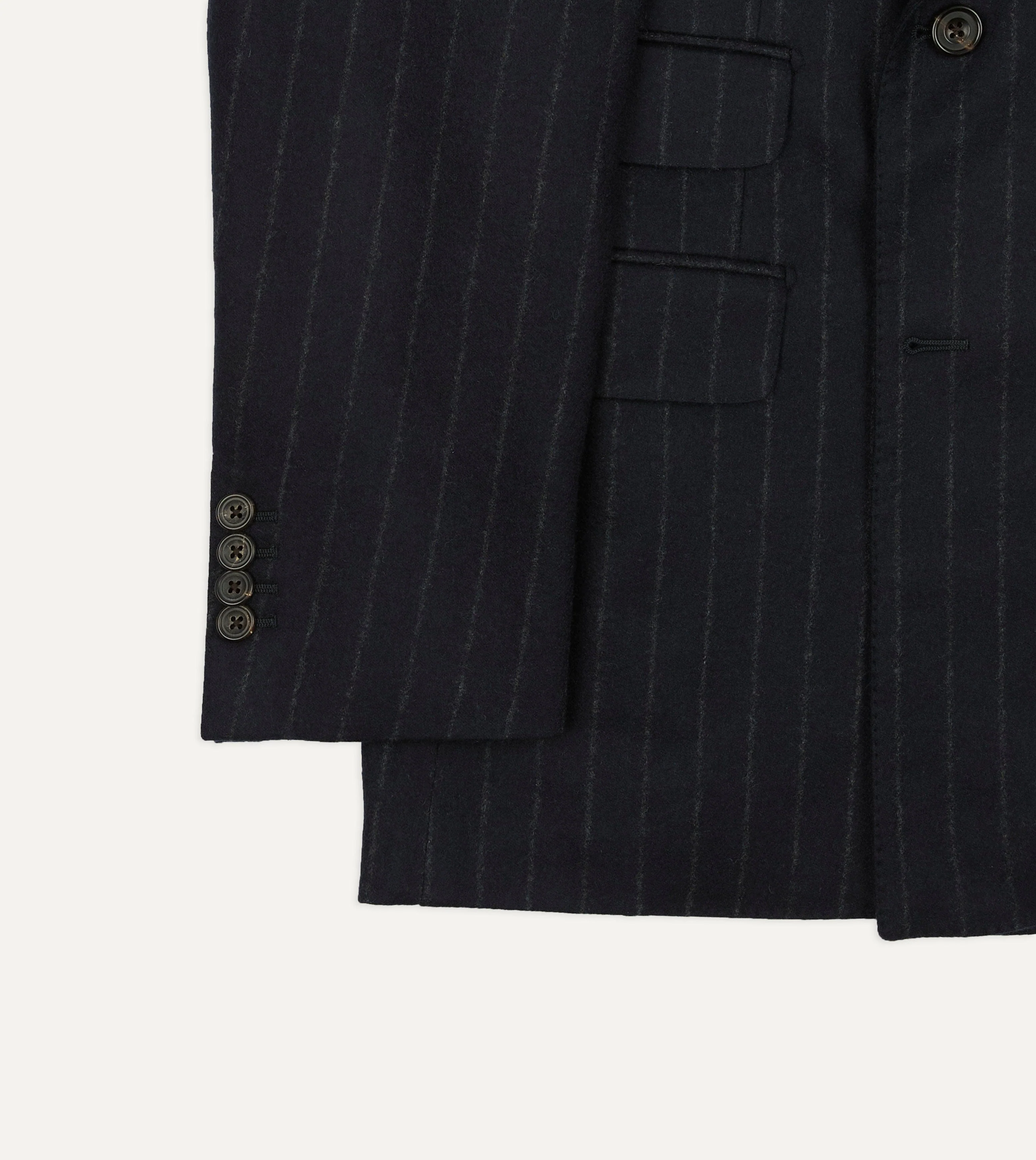 Navy Chalkstripe Wool Flannel Double-Breasted Tailored Jacket - Image 6