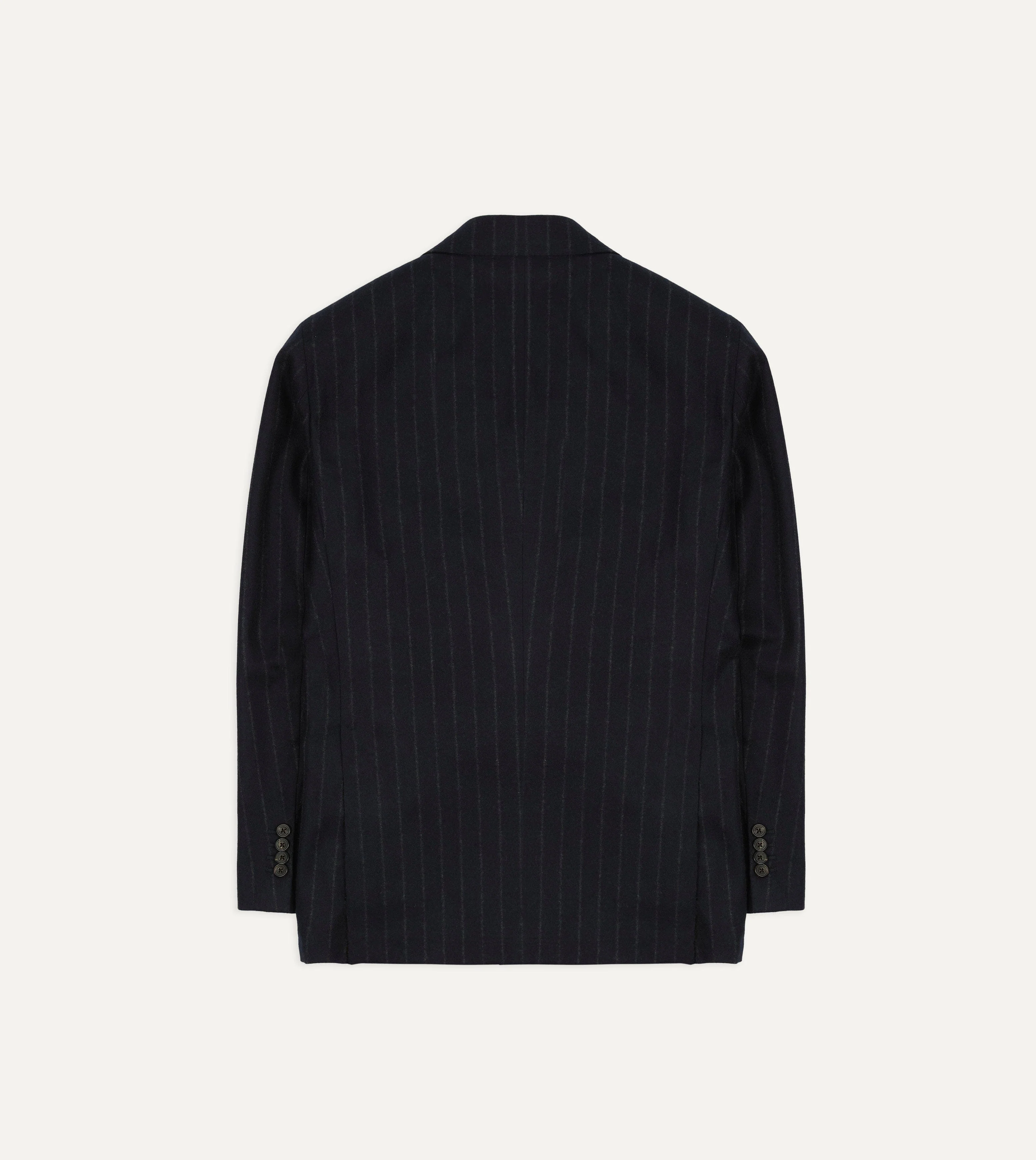 Navy Chalkstripe Wool Flannel Double-Breasted Tailored Jacket - Image 8