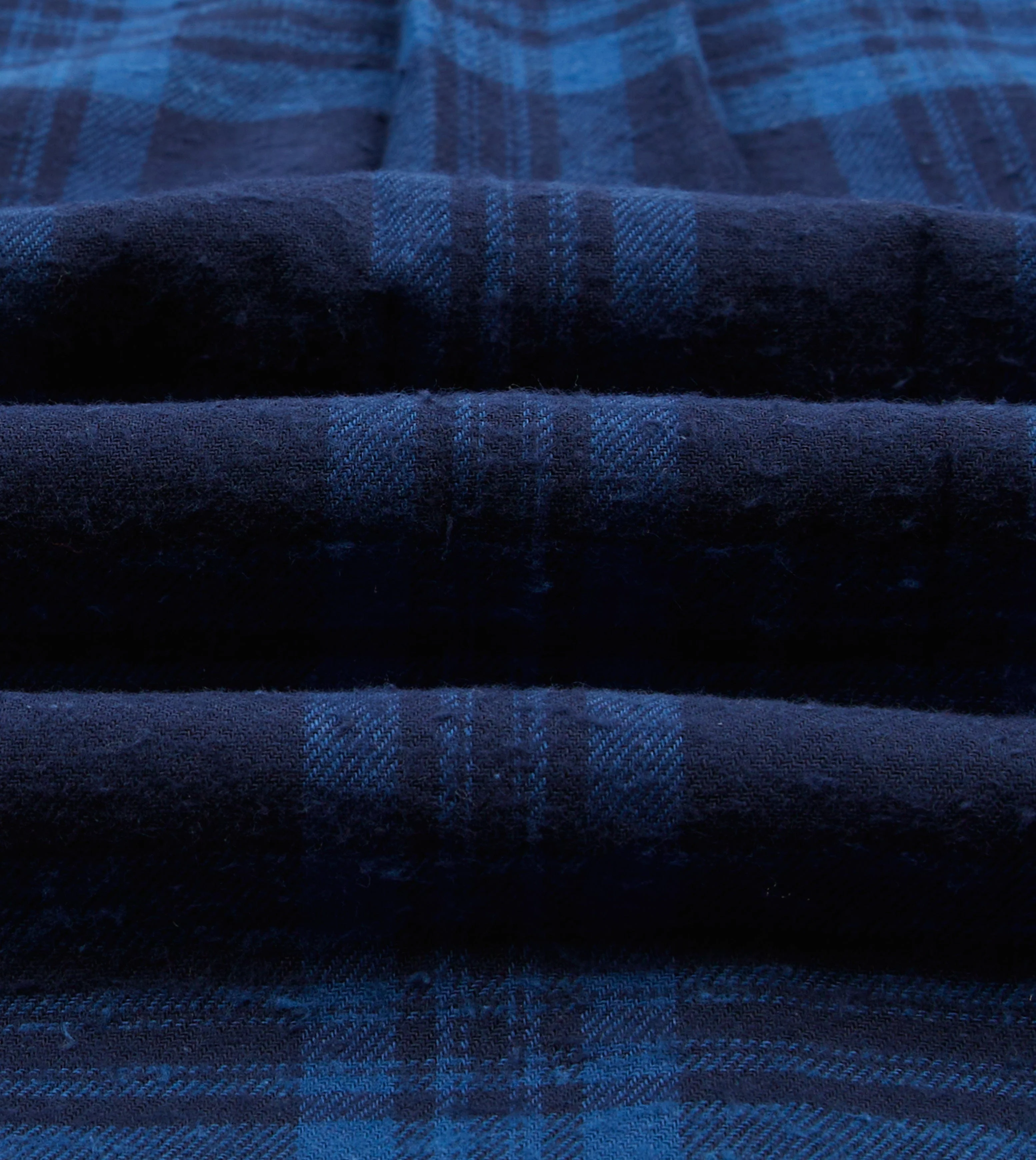 Navy Check Brushed Cotton Two-Pocket Work Shirt - Image 2