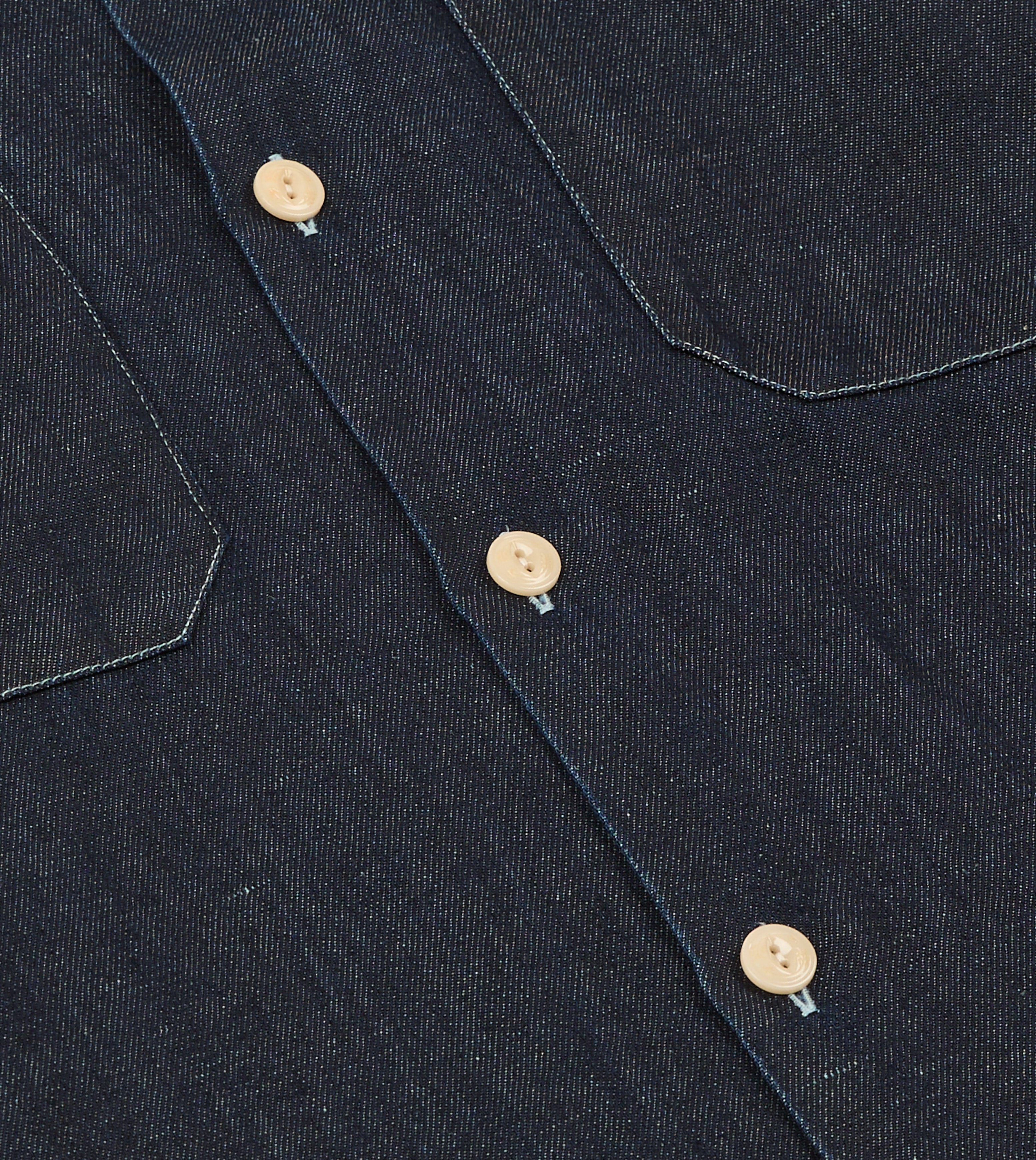 Navy Cotton-Hemp Denim Camp Collar Work Shirt - Image 6