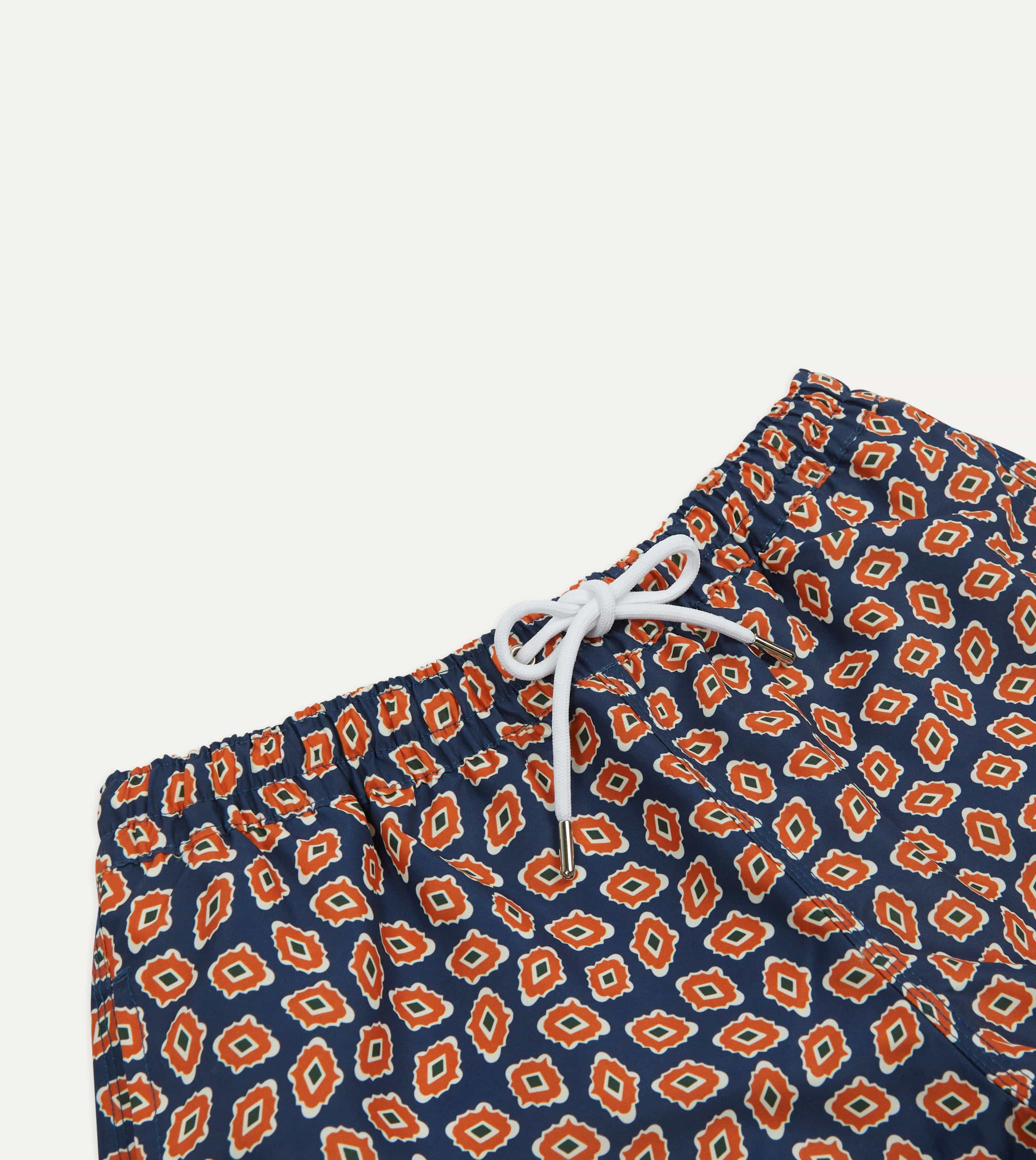 Navy Jumbled Medallion Print Nylon Swim Shorts - Image 3